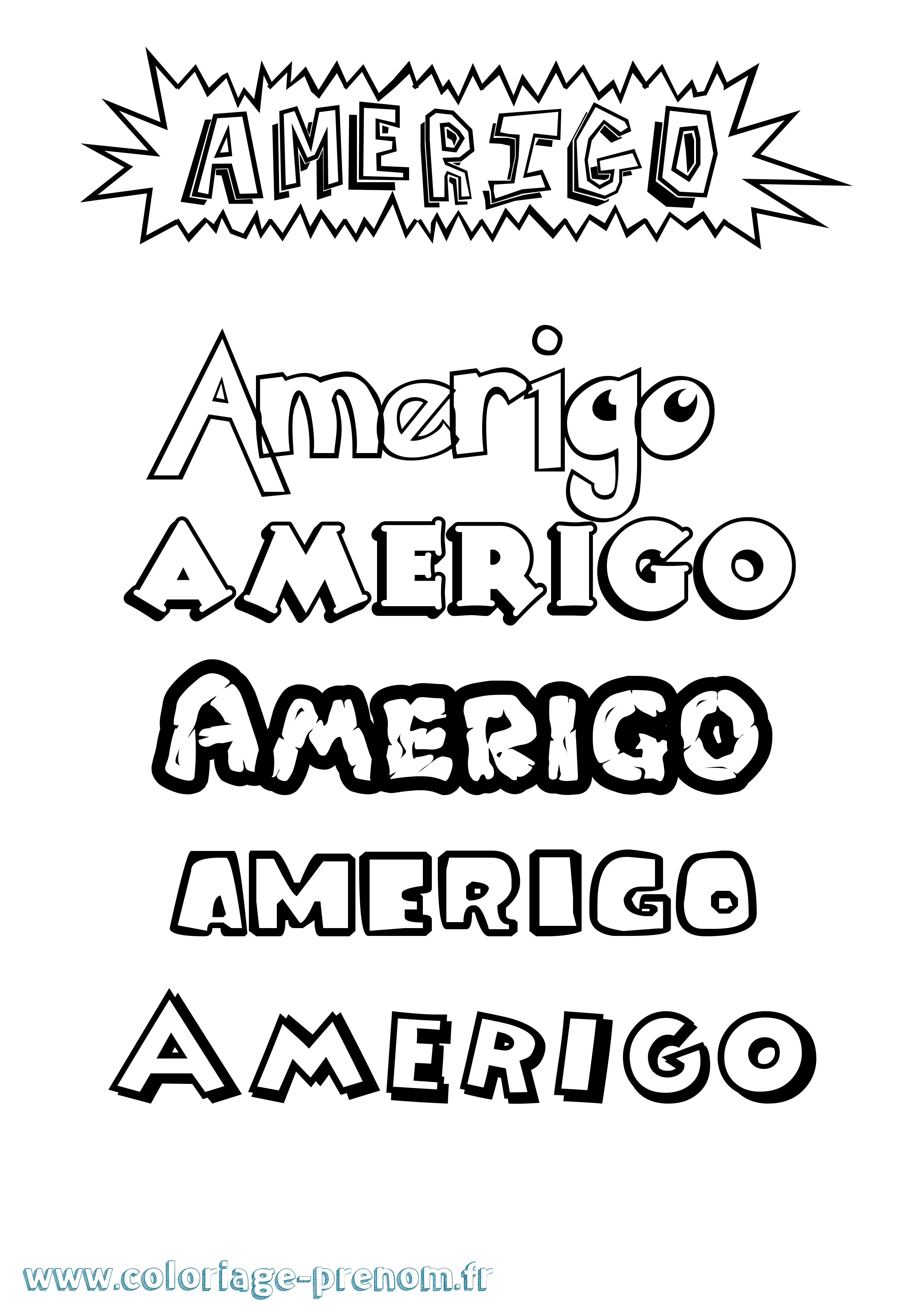 Coloriage Amerigo Dessin Animé Coloriage prénom Amerigo Dessin Animé