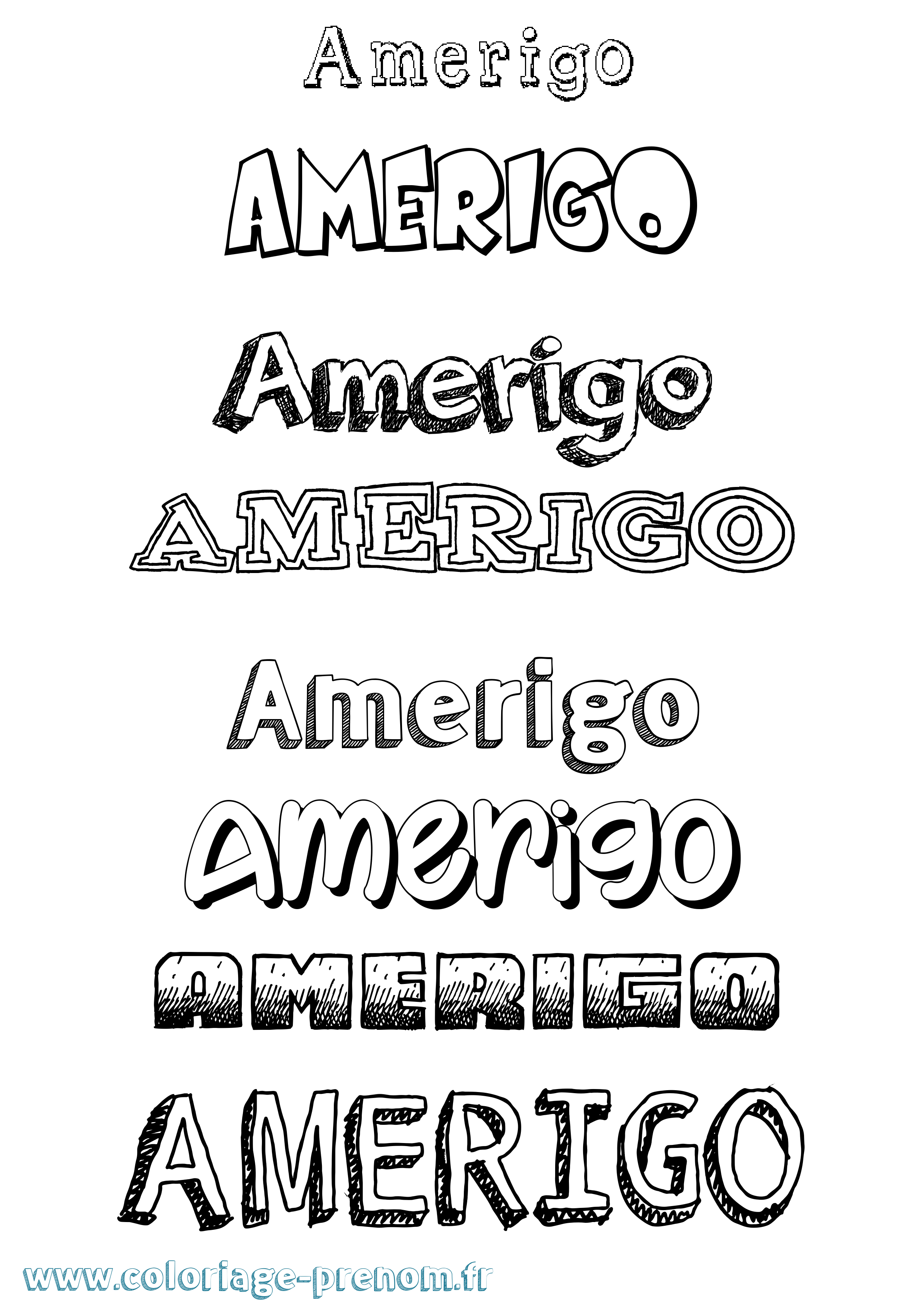 Coloriage Amerigo Dessiné Coloriage prénom Amerigo Dessiné