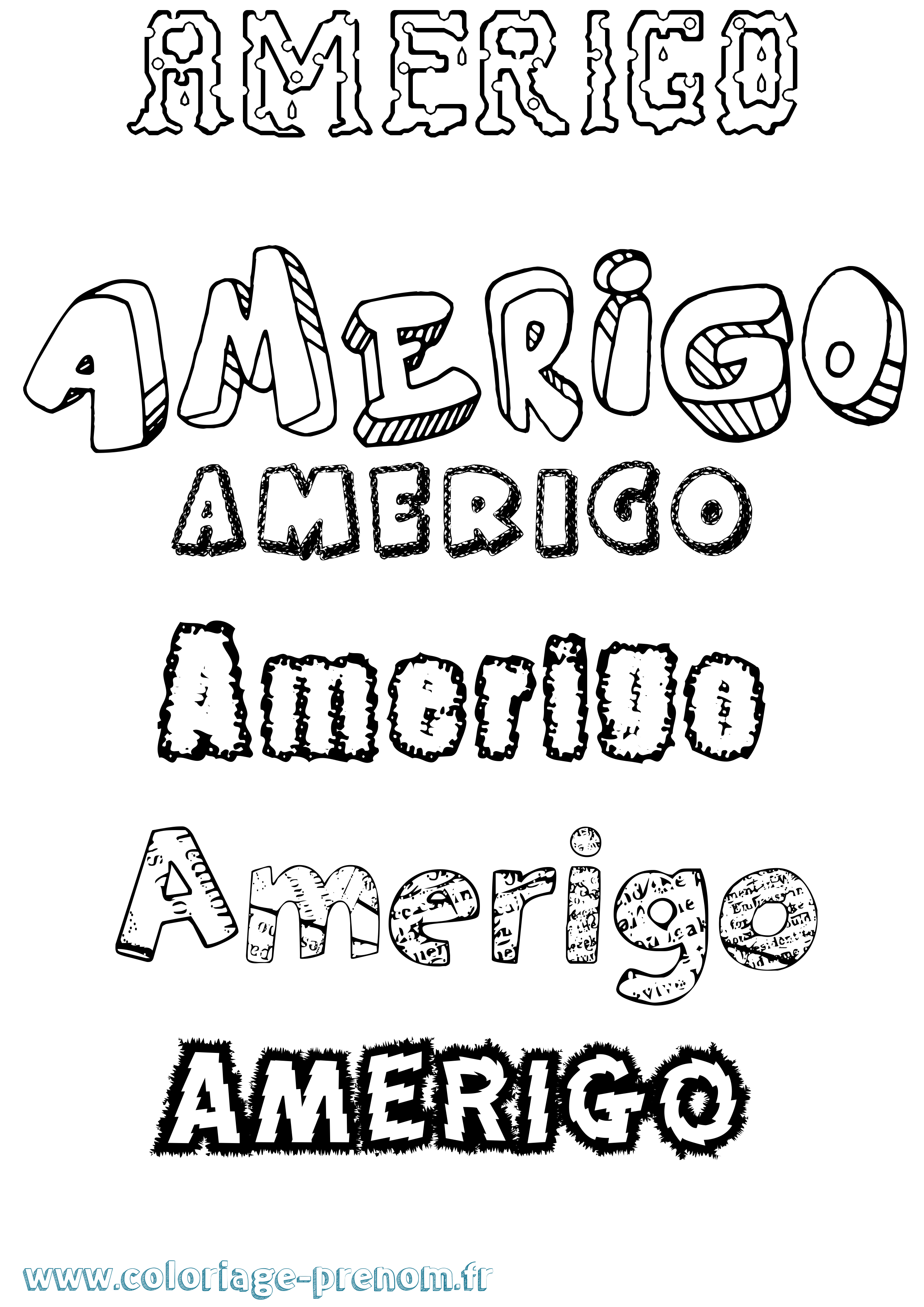 Coloriage Amerigo Destructuré Coloriage prénom Amerigo Destructuré