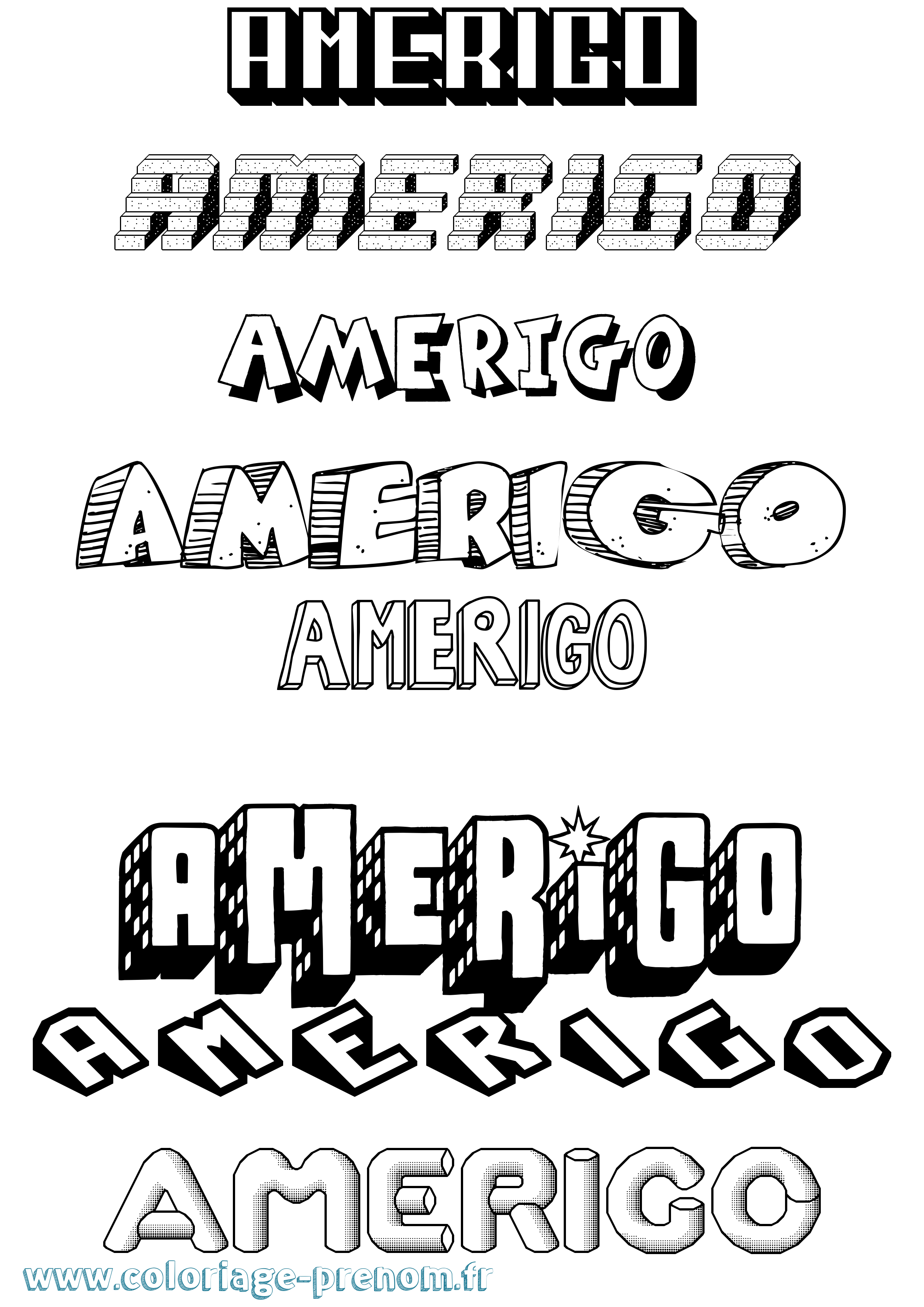 Coloriage Amerigo Effet 3D Coloriage prénom Amerigo Effet 3D