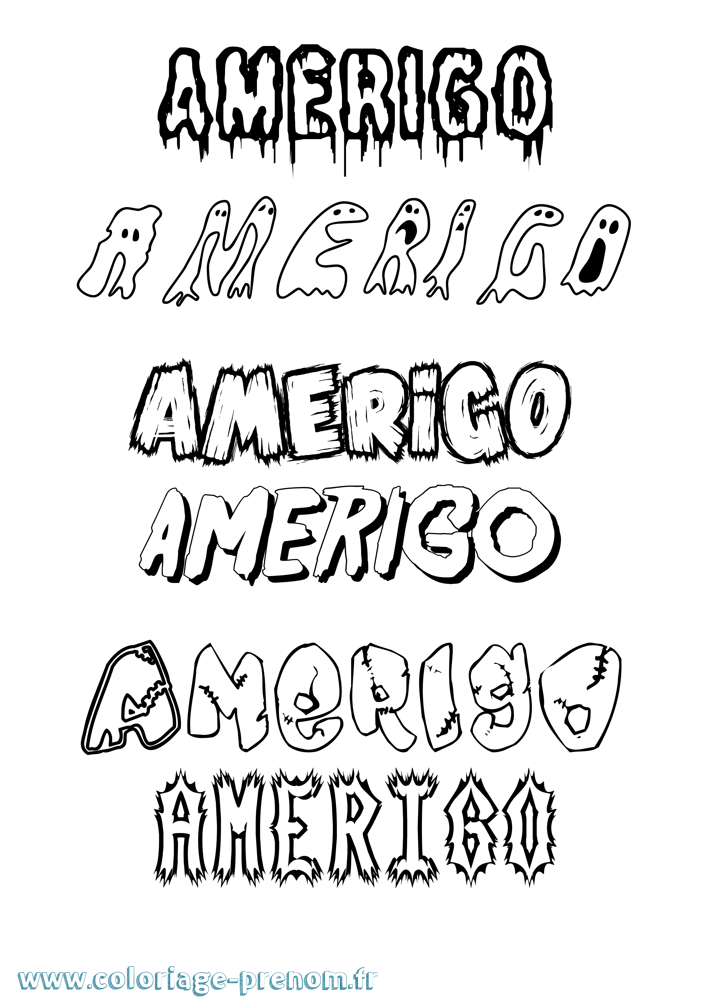 Coloriage Amerigo Frisson Coloriage prénom Amerigo Frisson
