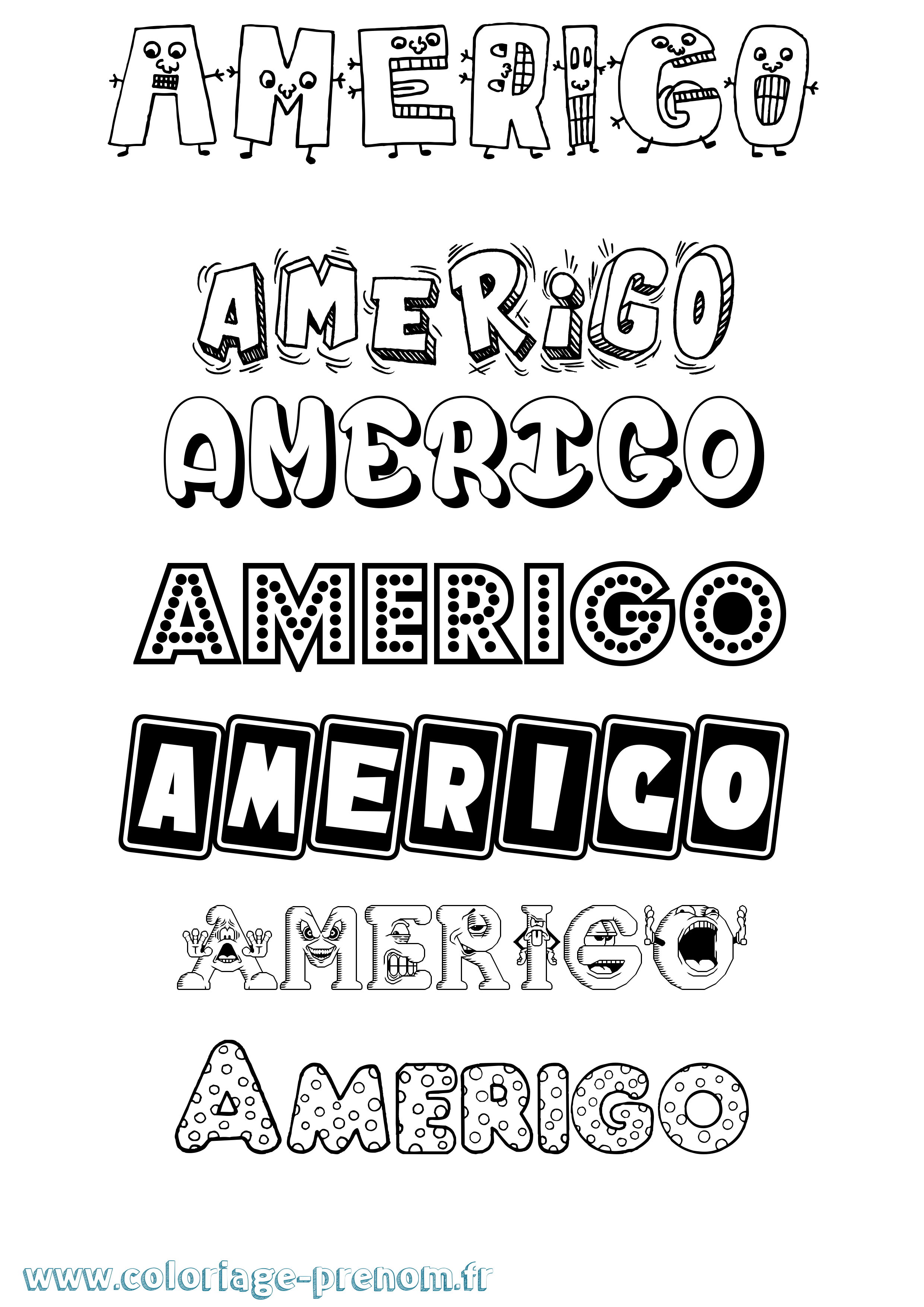 Coloriage Amerigo Fun Coloriage prénom Amerigo Fun