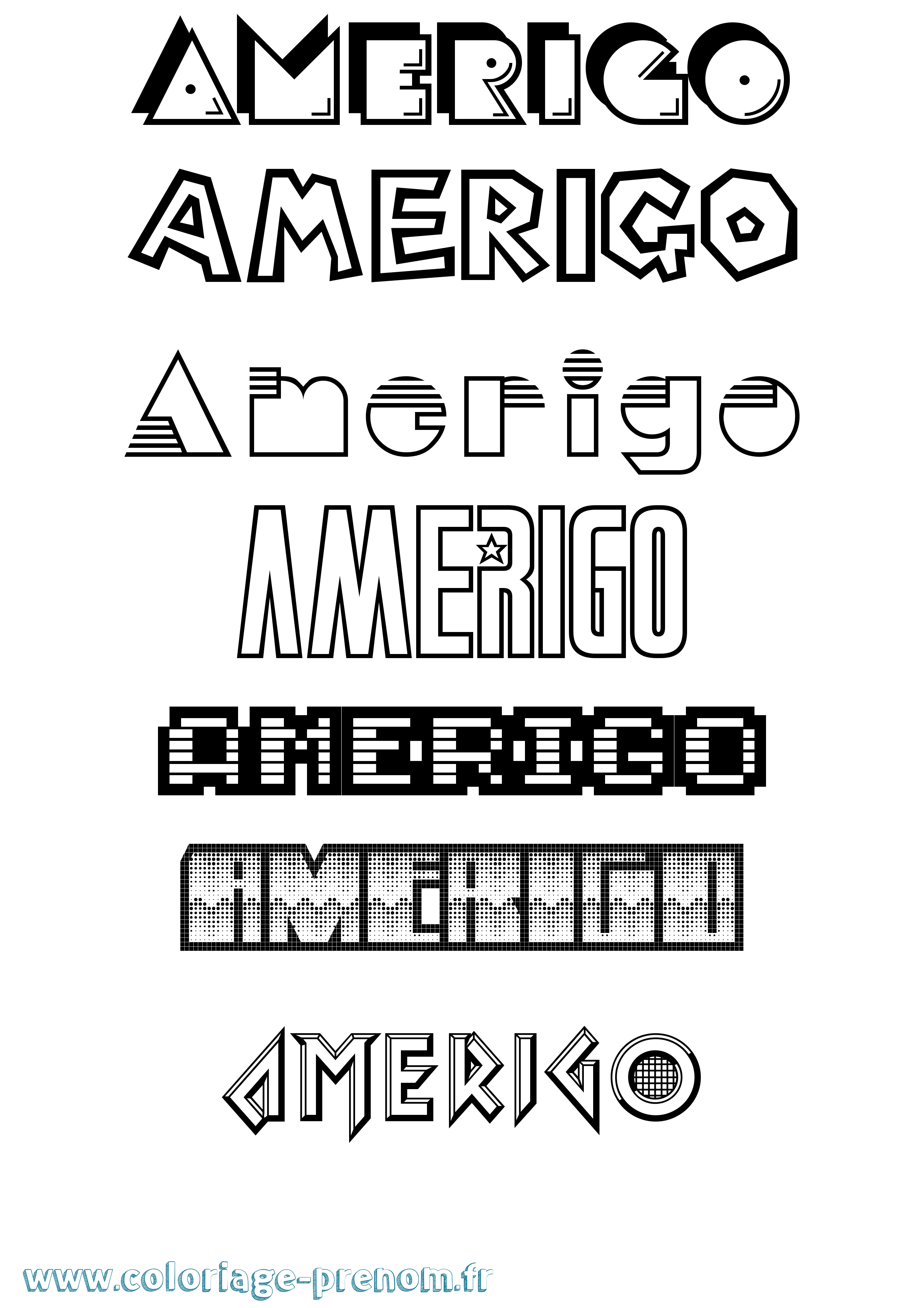 Coloriage Amerigo Jeux Vidéos Coloriage prénom Amerigo Jeux Vidéos