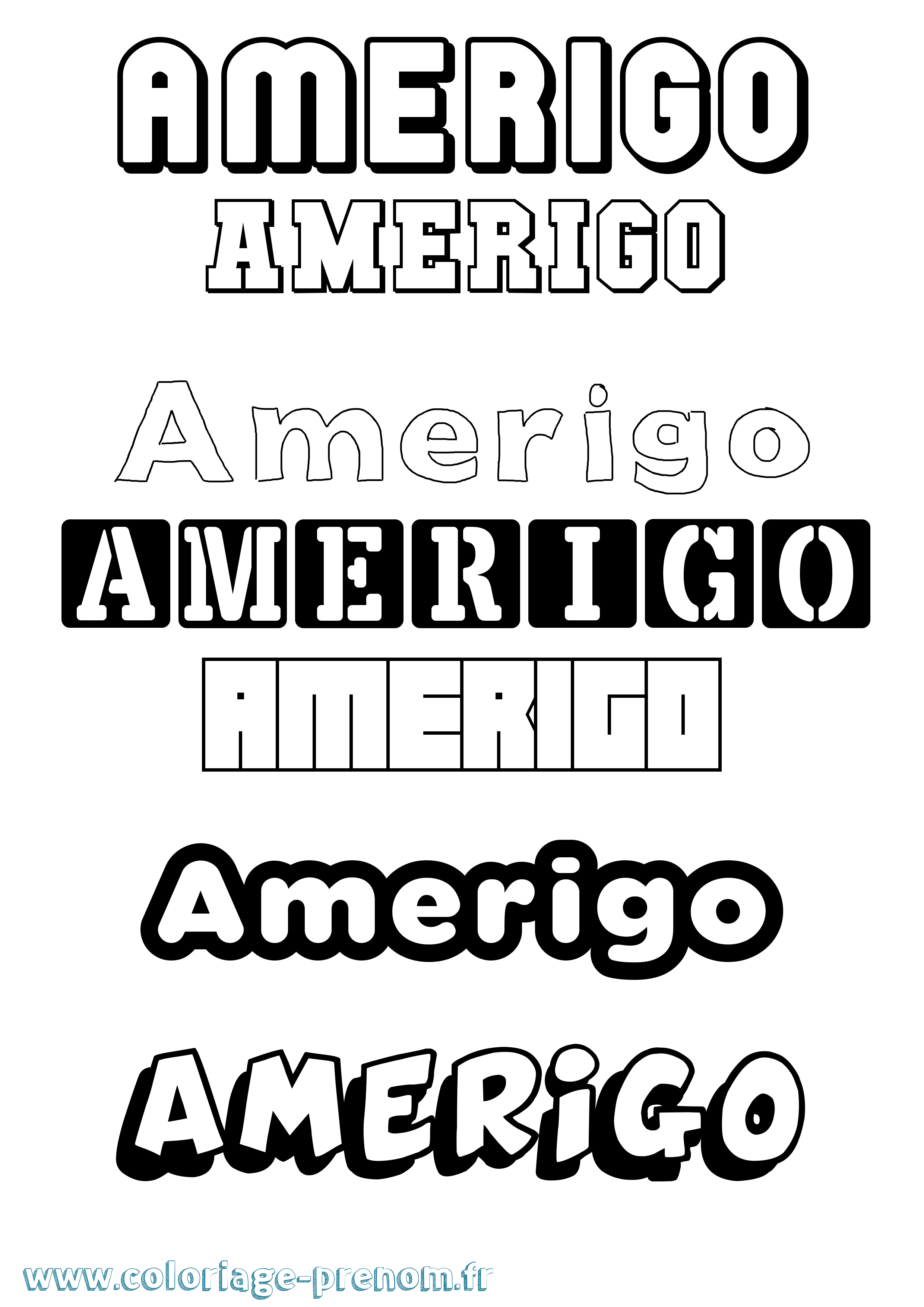 Coloriage Amerigo Simple Coloriage prénom Amerigo Simple