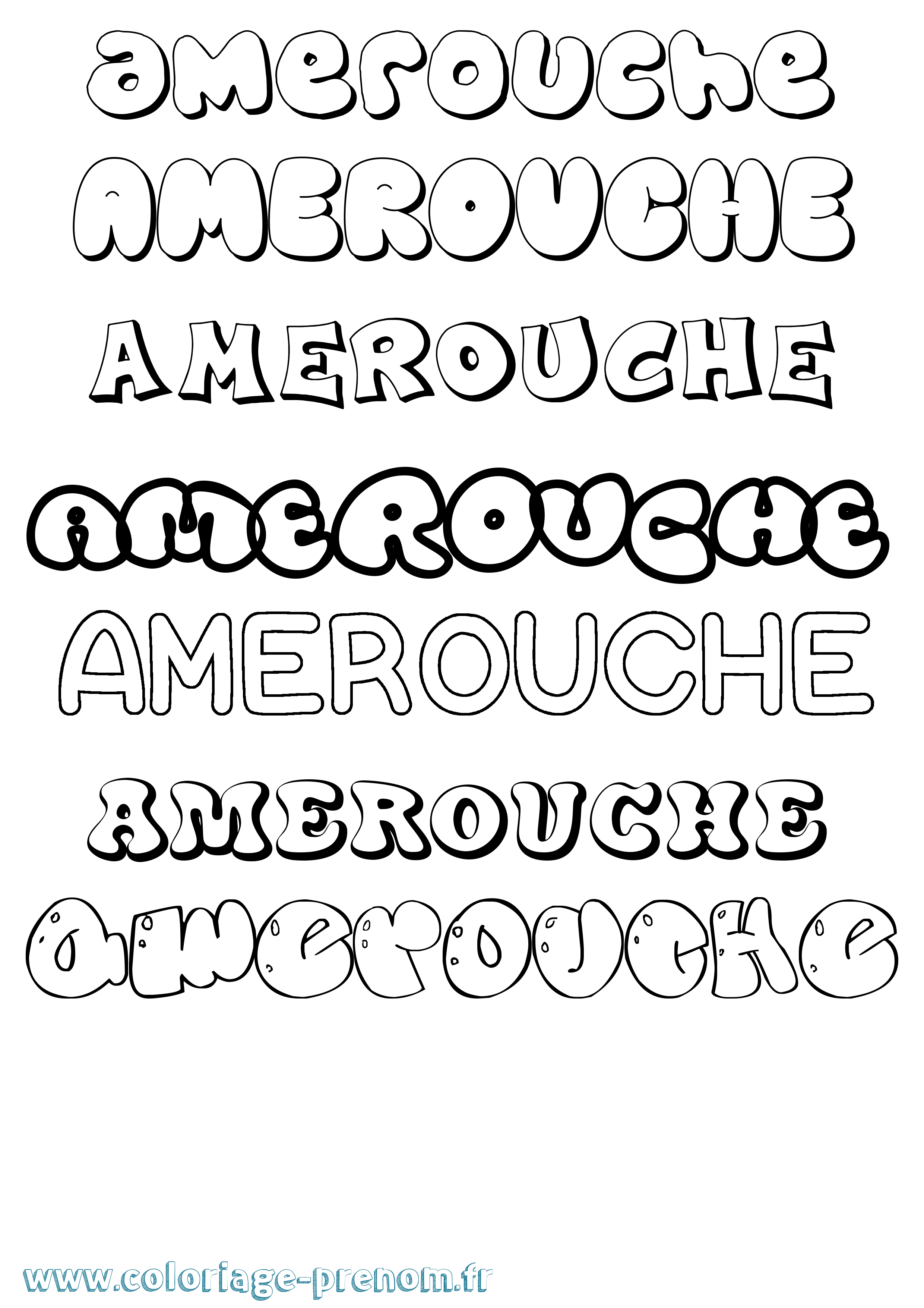 Coloriage Amerouche Bubble Coloriage prénom Amerouche Bubble