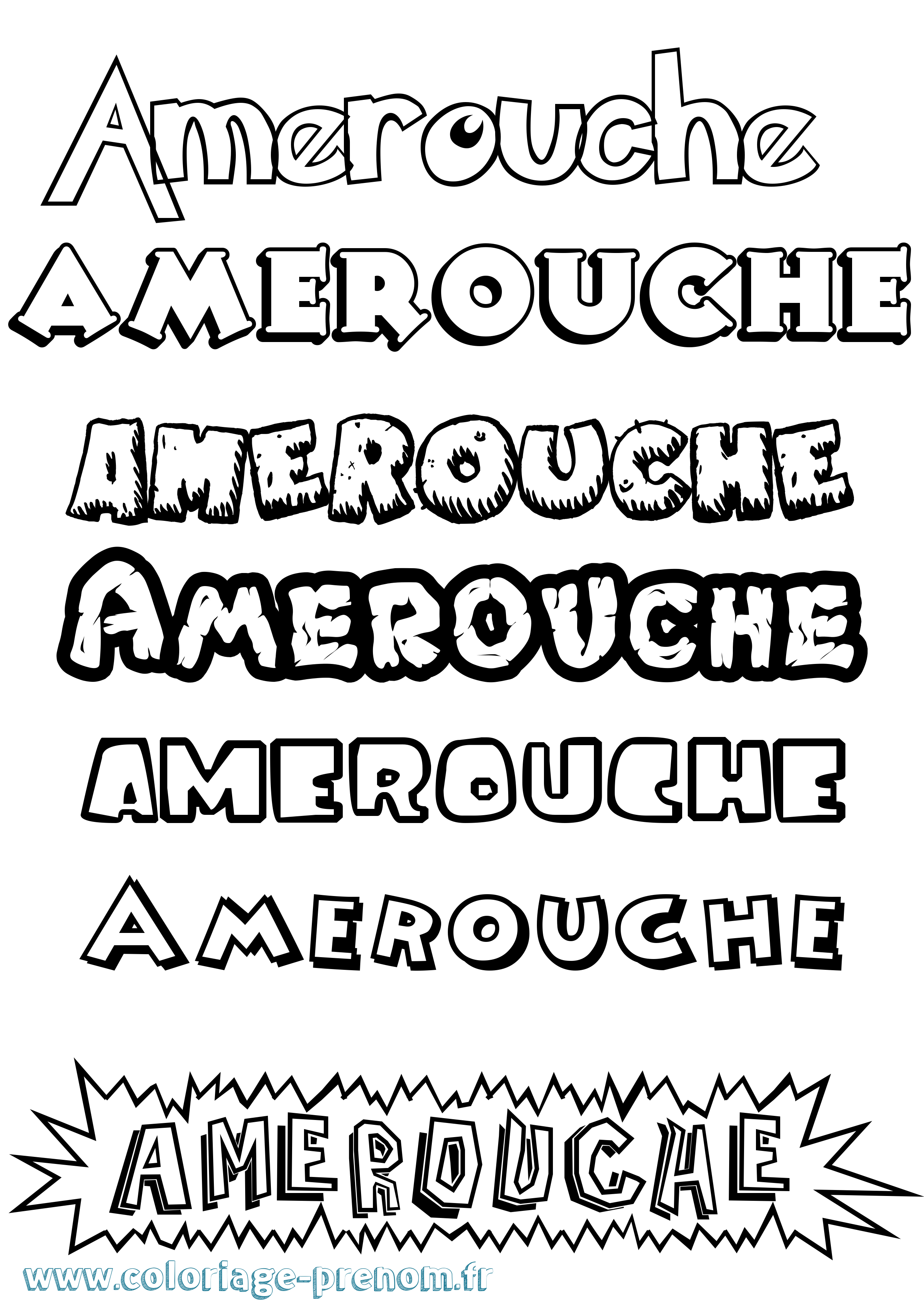 Coloriage Amerouche Dessin Animé Coloriage prénom Amerouche Dessin Animé