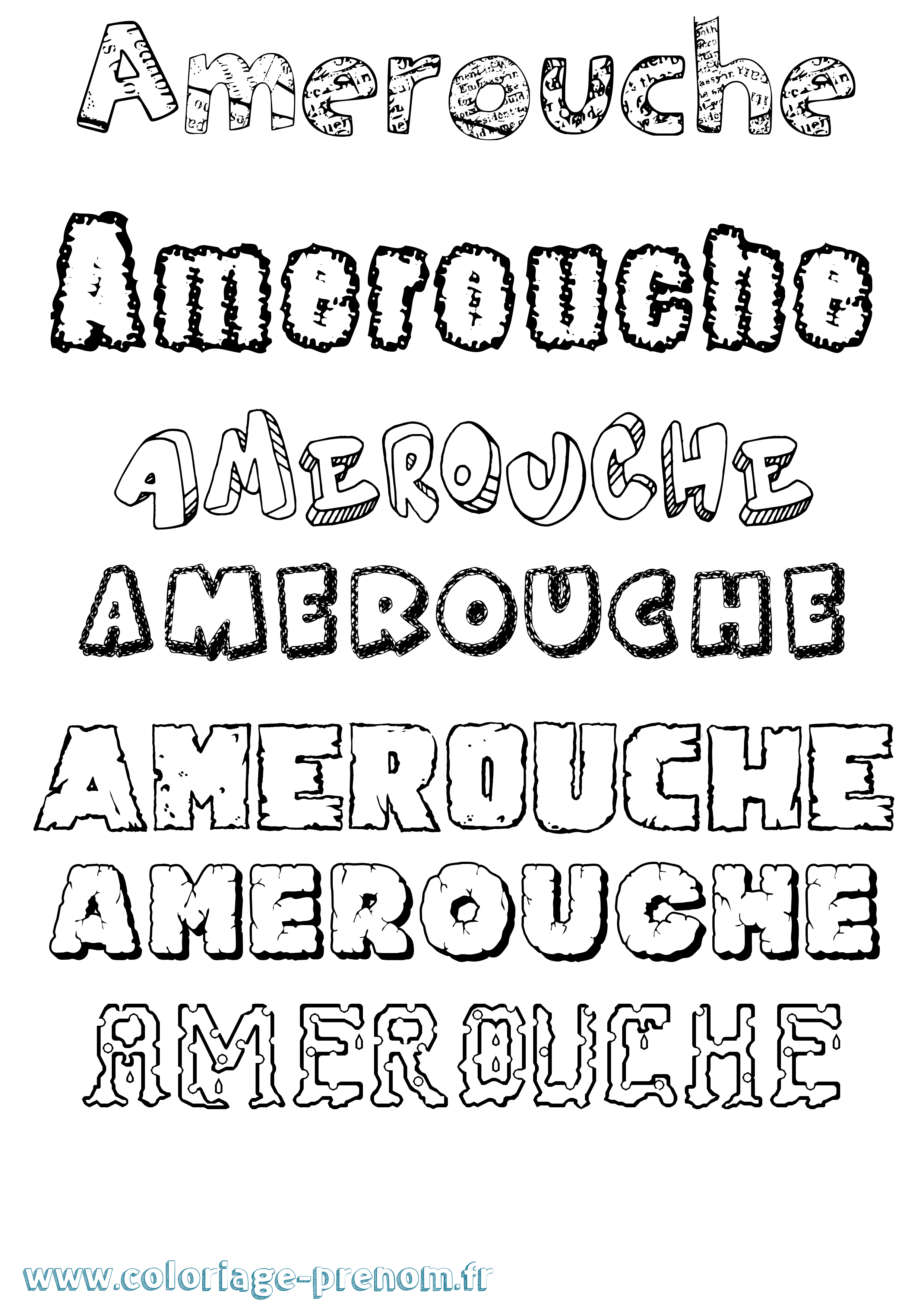 Coloriage Amerouche Destructuré Coloriage prénom Amerouche Destructuré