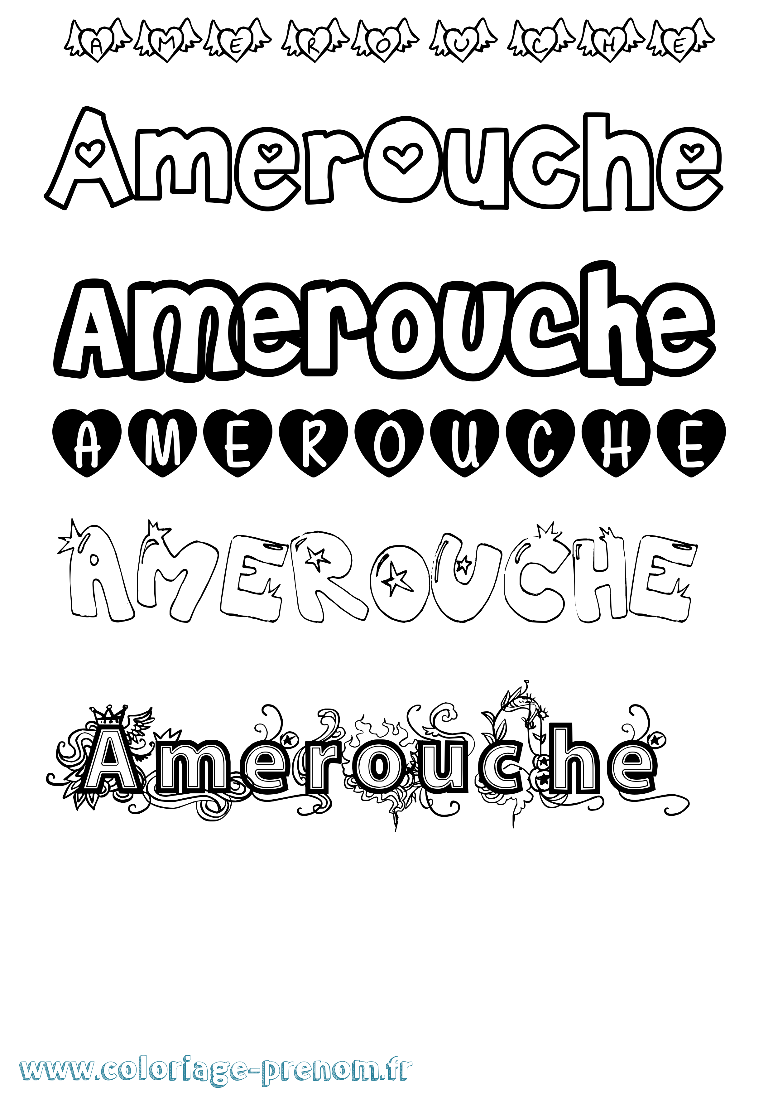 Coloriage Amerouche Girly Coloriage prénom Amerouche Girly