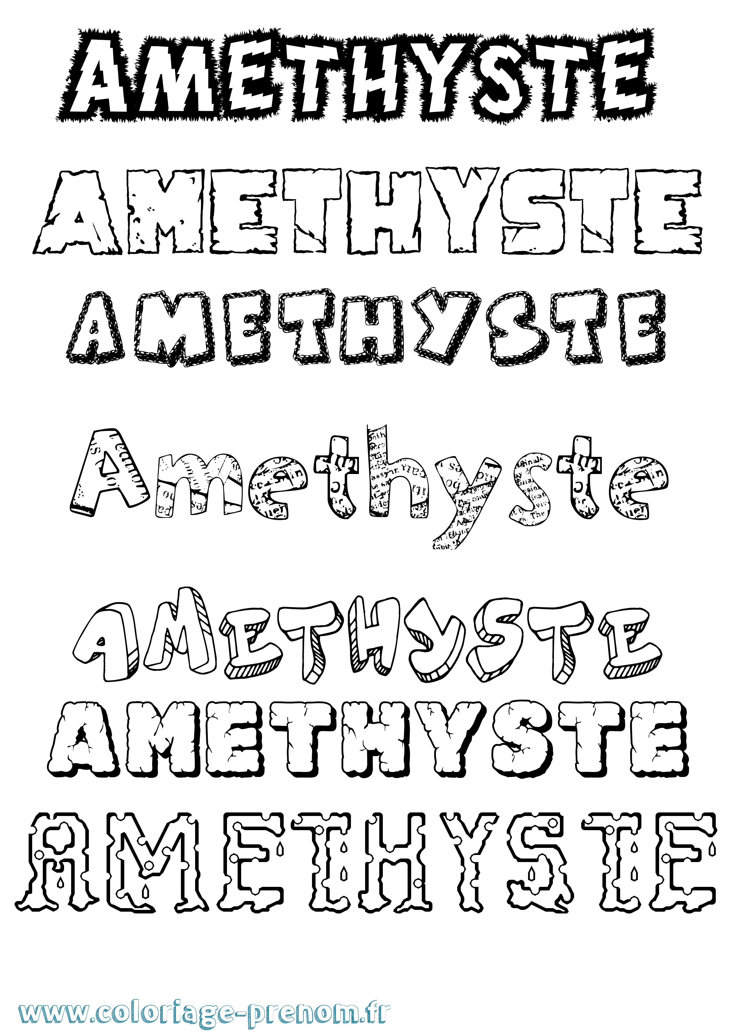 Coloriage Amethyste Destructuré Coloriage prénom Amethyste Destructuré