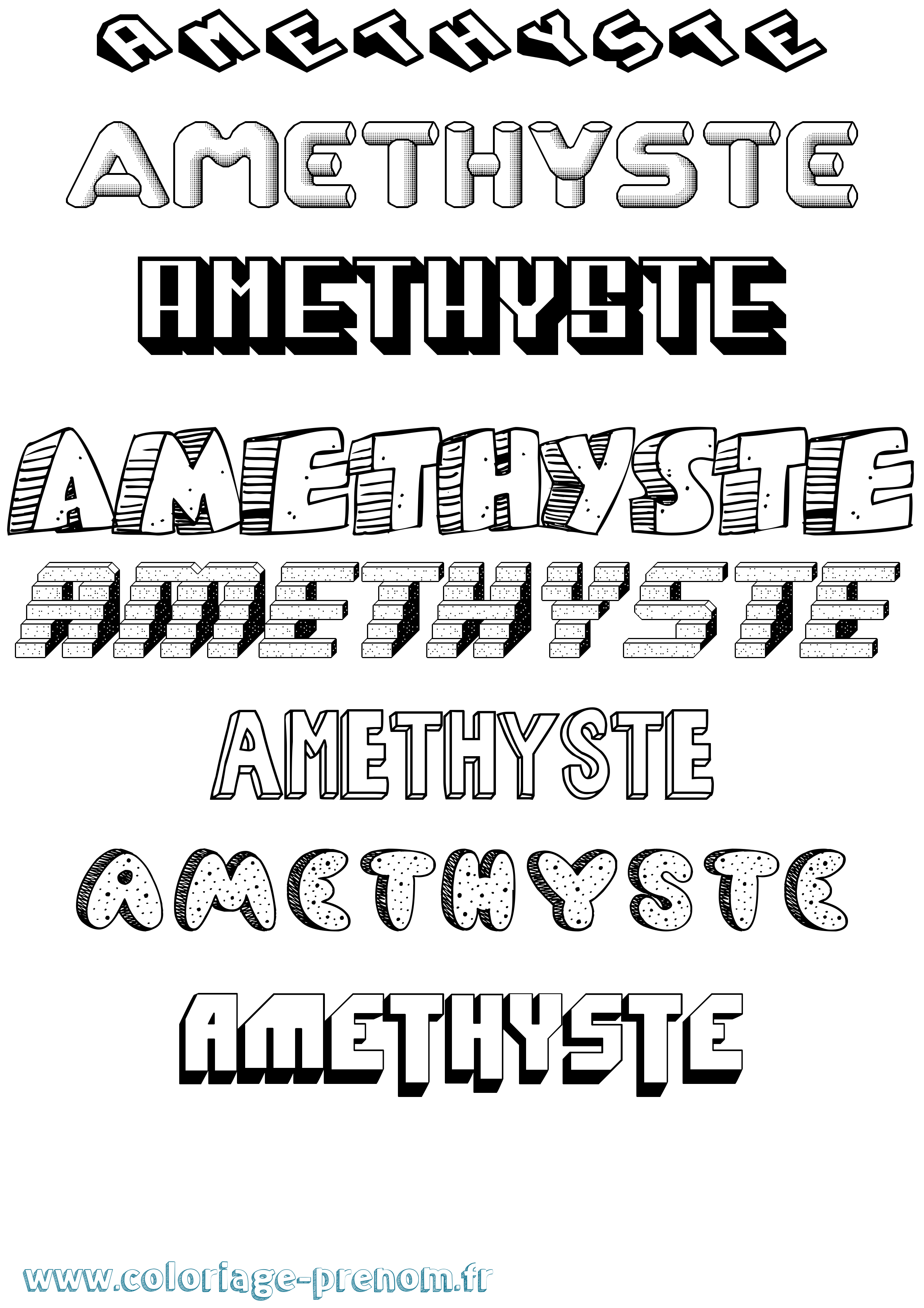 Coloriage Amethyste Effet 3D Coloriage prénom Amethyste Effet 3D