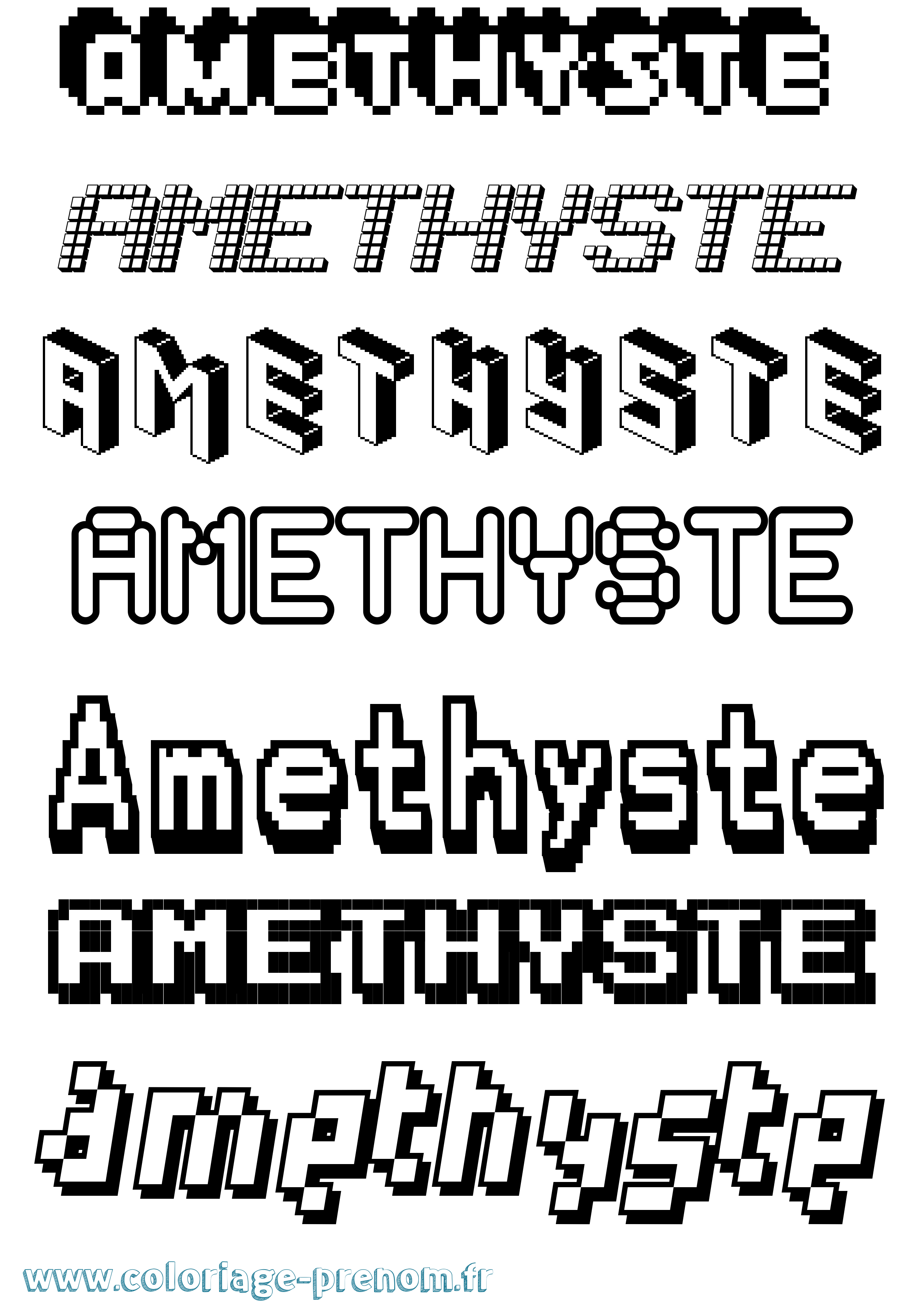 Coloriage Amethyste Pixel Coloriage prénom Amethyste Pixel
