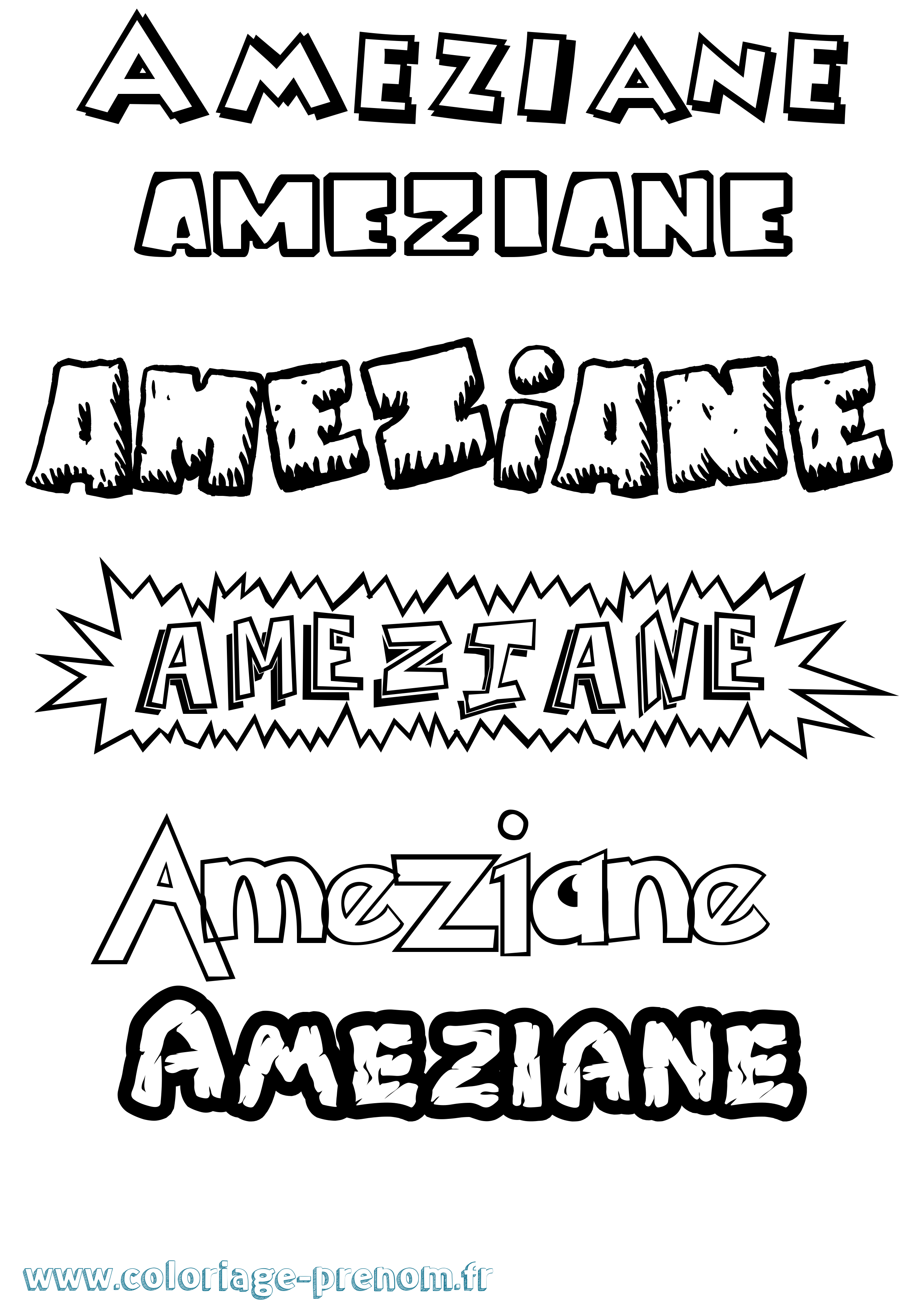 Coloriage Ameziane Dessin Animé Coloriage prénom Ameziane Dessin Animé
