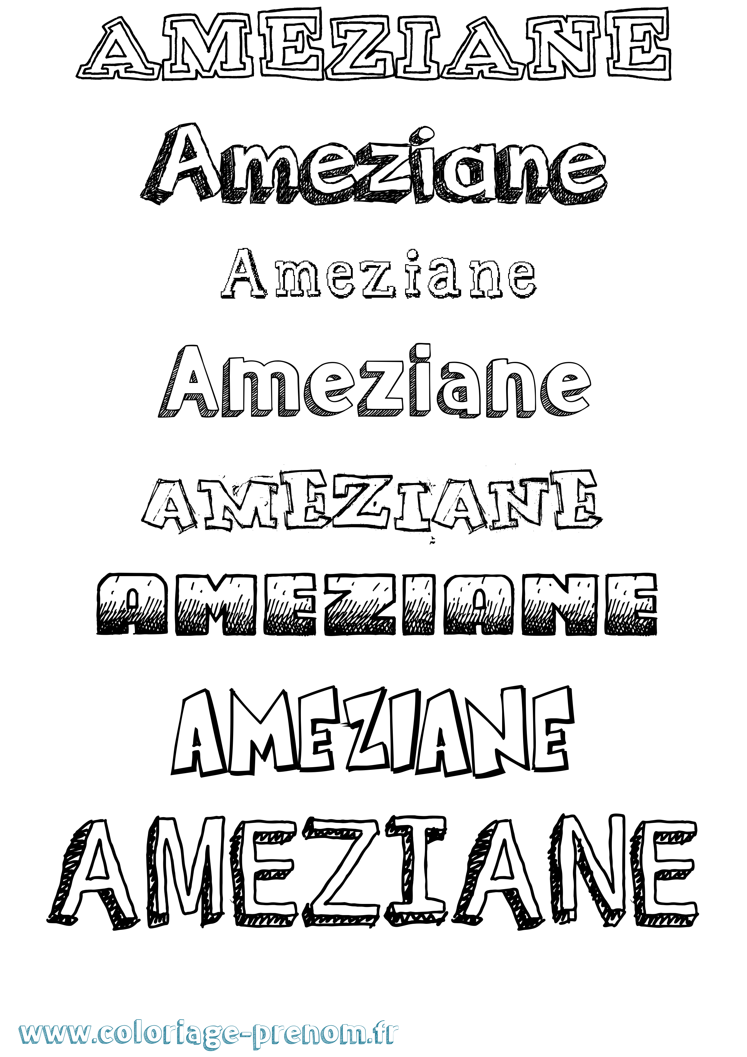 Coloriage Ameziane Dessiné Coloriage prénom Ameziane Dessiné