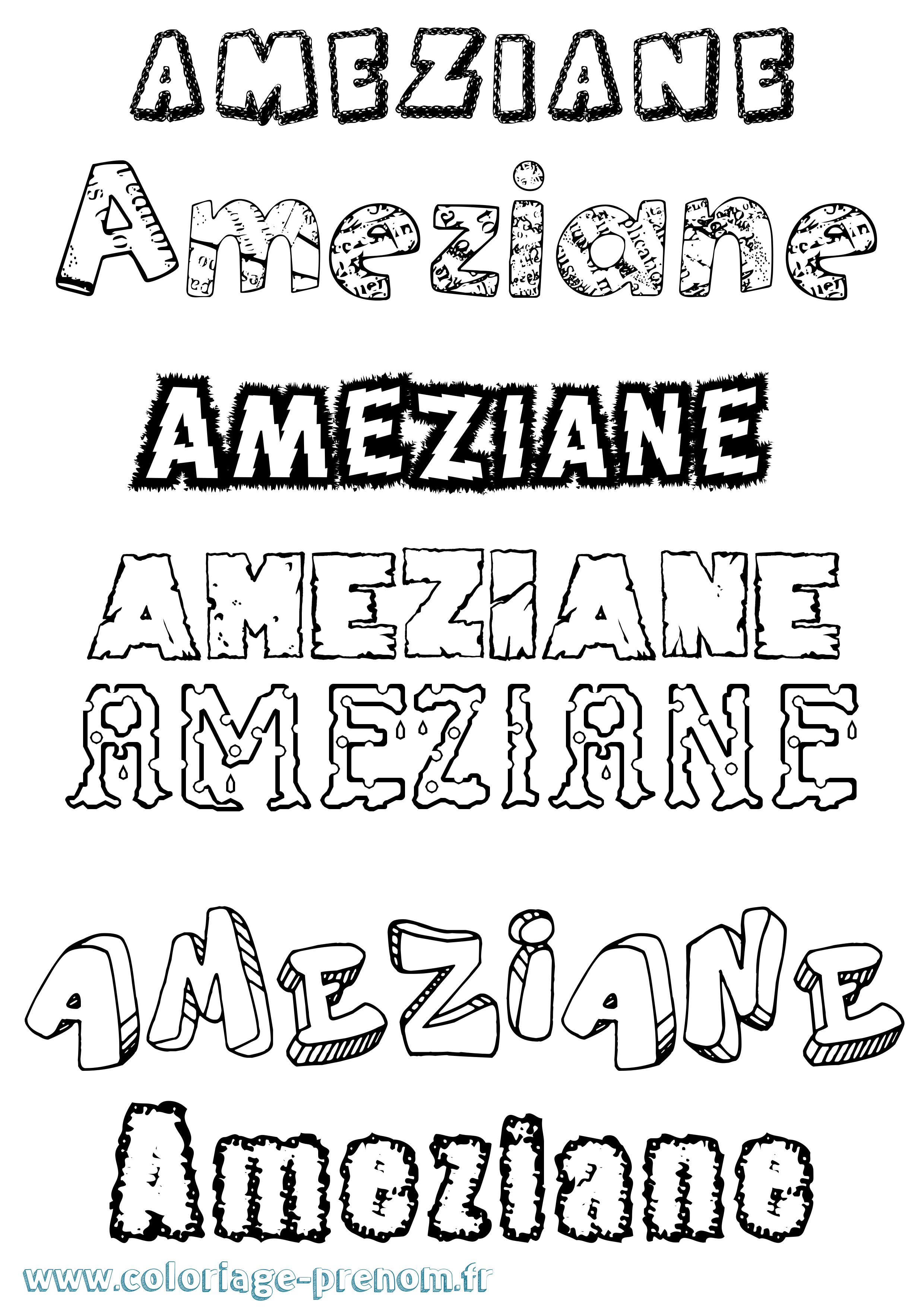 Coloriage Ameziane Destructuré Coloriage prénom Ameziane Destructuré