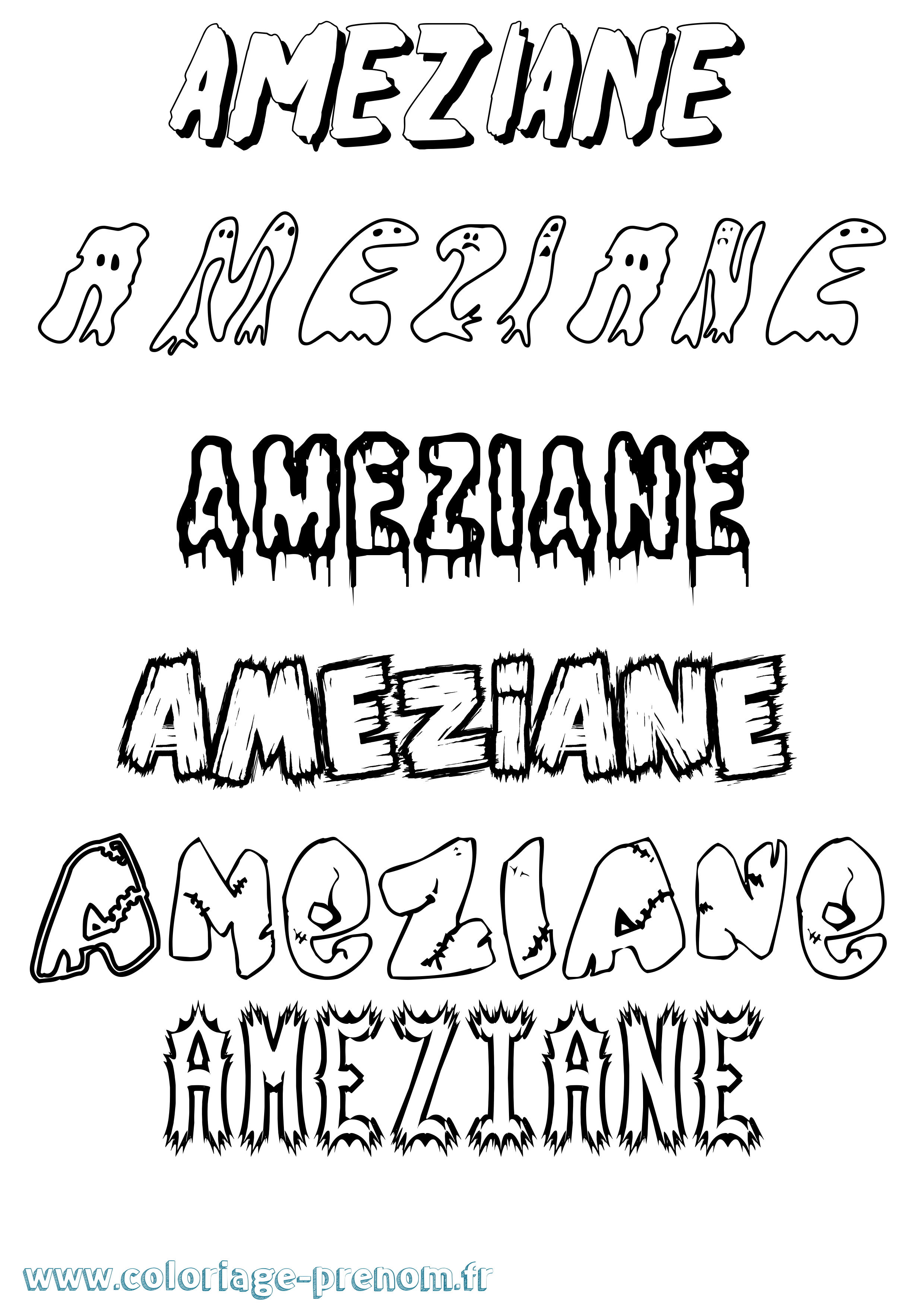 Coloriage Ameziane Frisson Coloriage prénom Ameziane Frisson