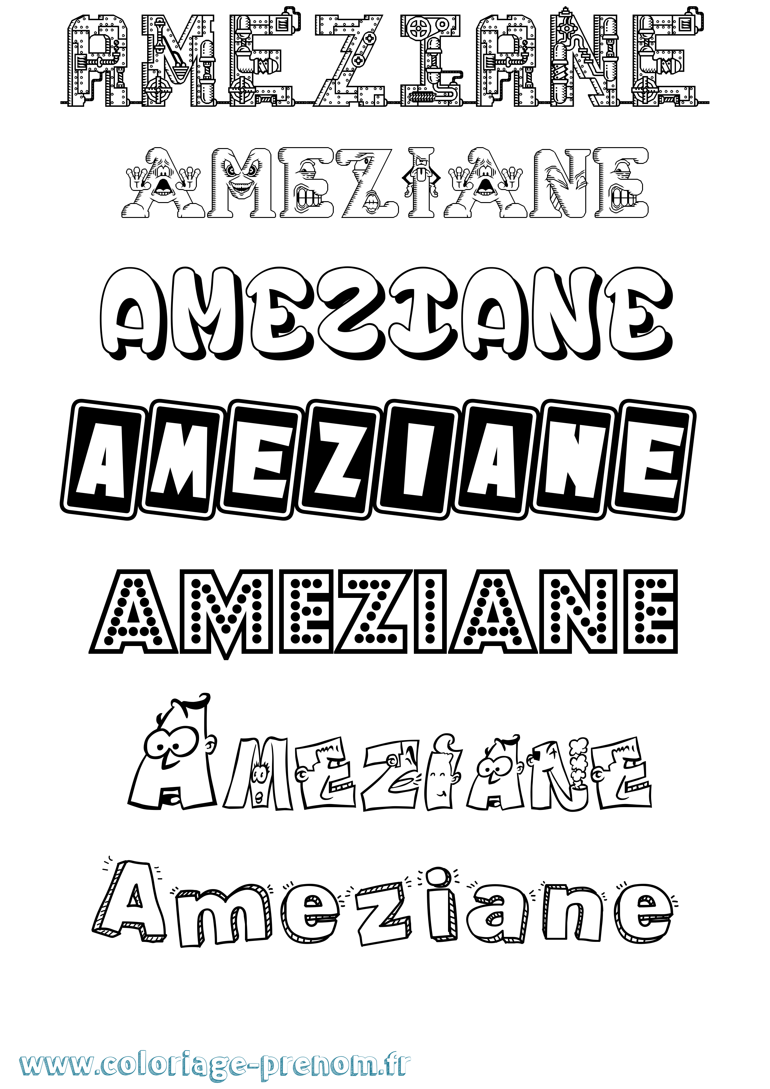 Coloriage Ameziane Fun Coloriage prénom Ameziane Fun
