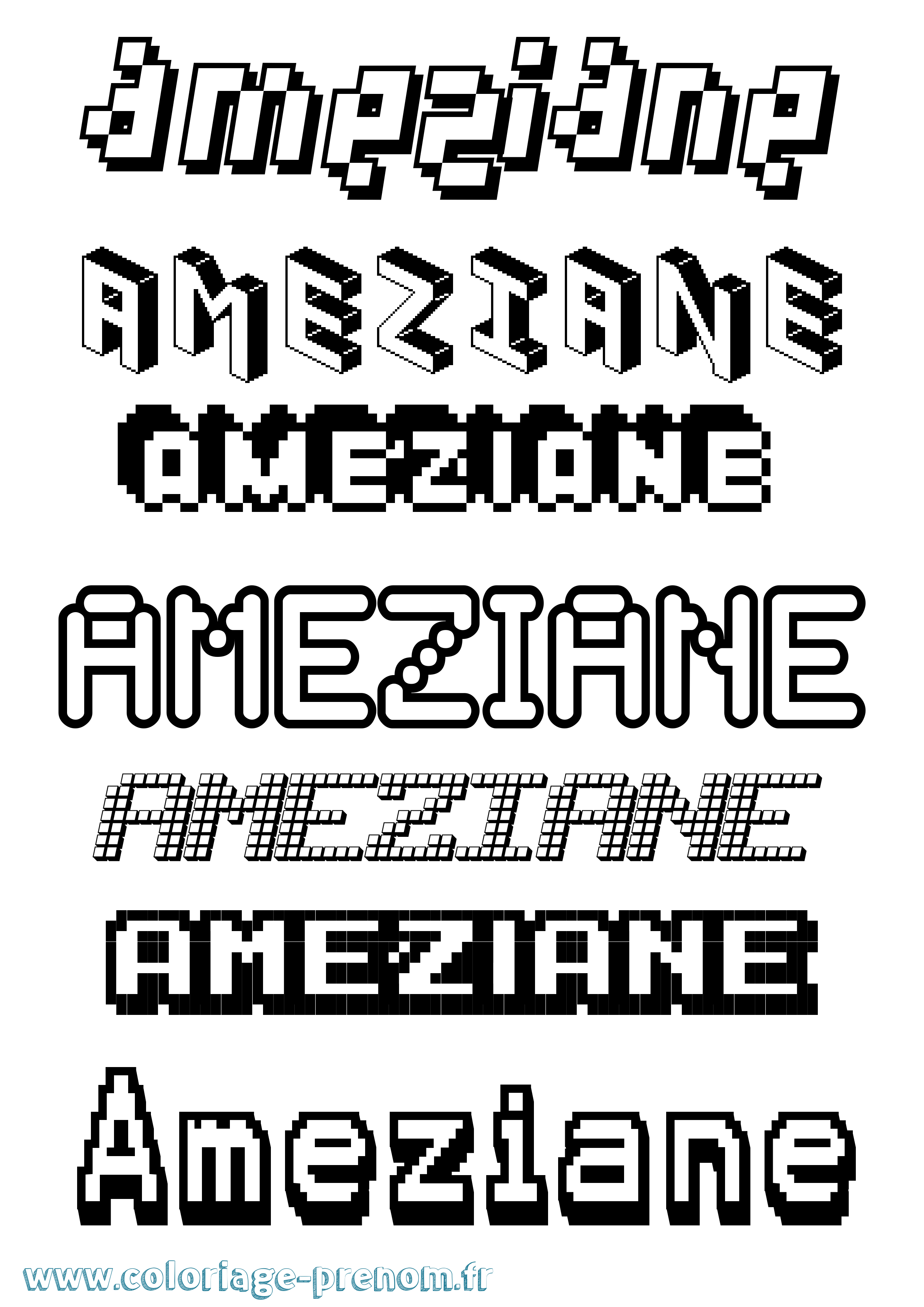 Coloriage Ameziane Pixel Coloriage prénom Ameziane Pixel
