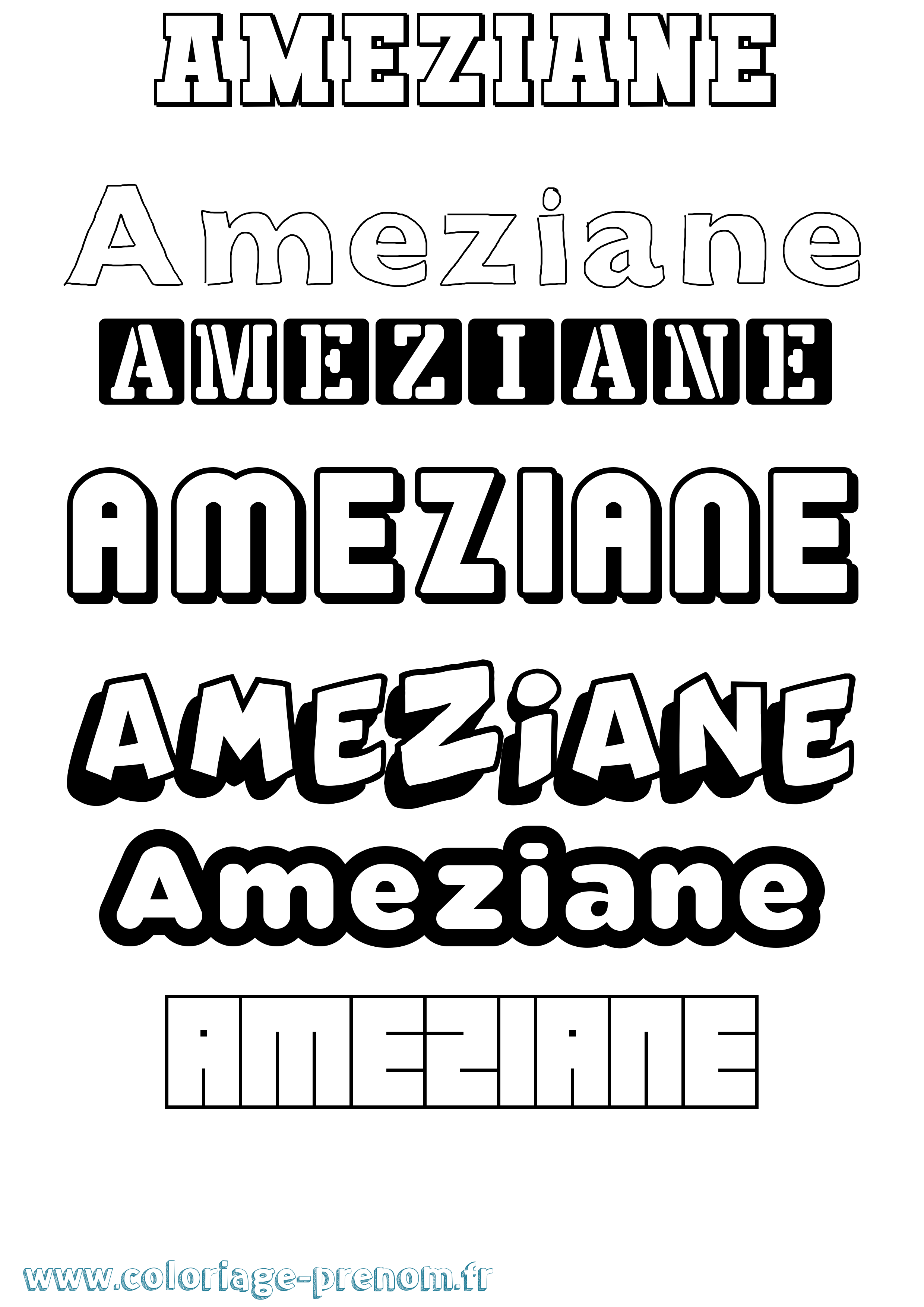 Coloriage Ameziane Simple Coloriage prénom Ameziane Simple