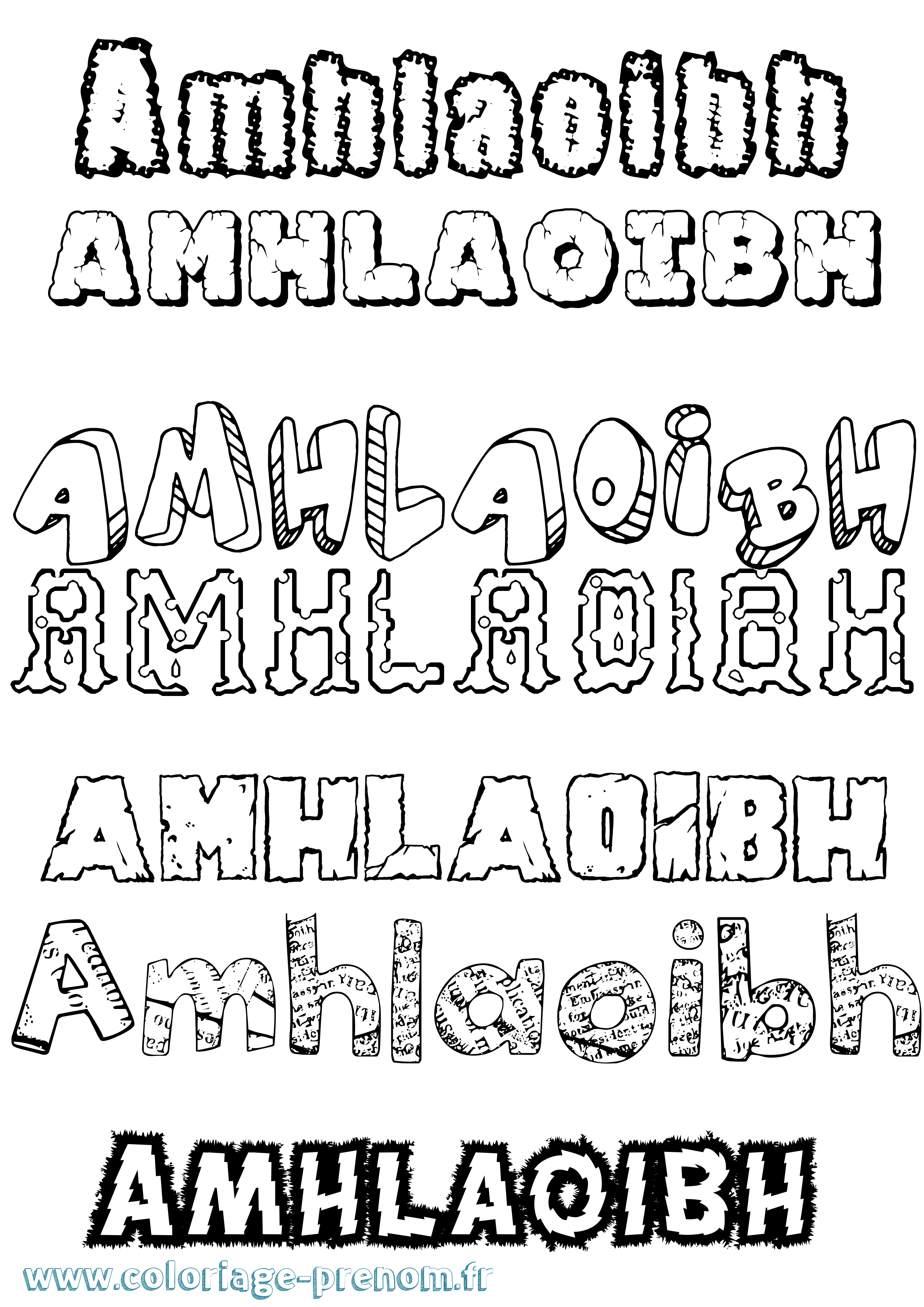 Coloriage Amhlaoibh Destructuré Coloriage prénom Amhlaoibh Destructuré