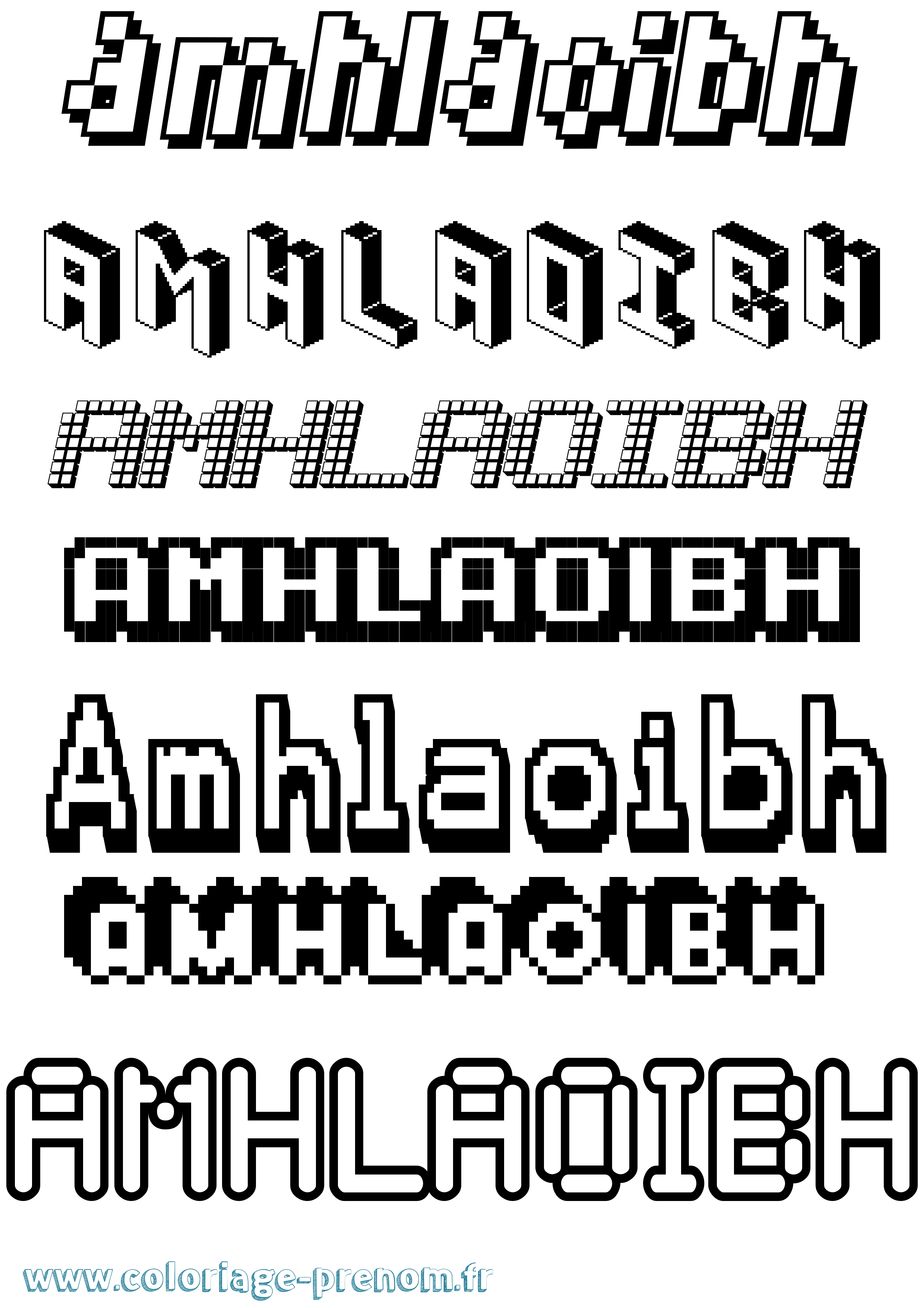 Coloriage Amhlaoibh Pixel Coloriage prénom Amhlaoibh Pixel