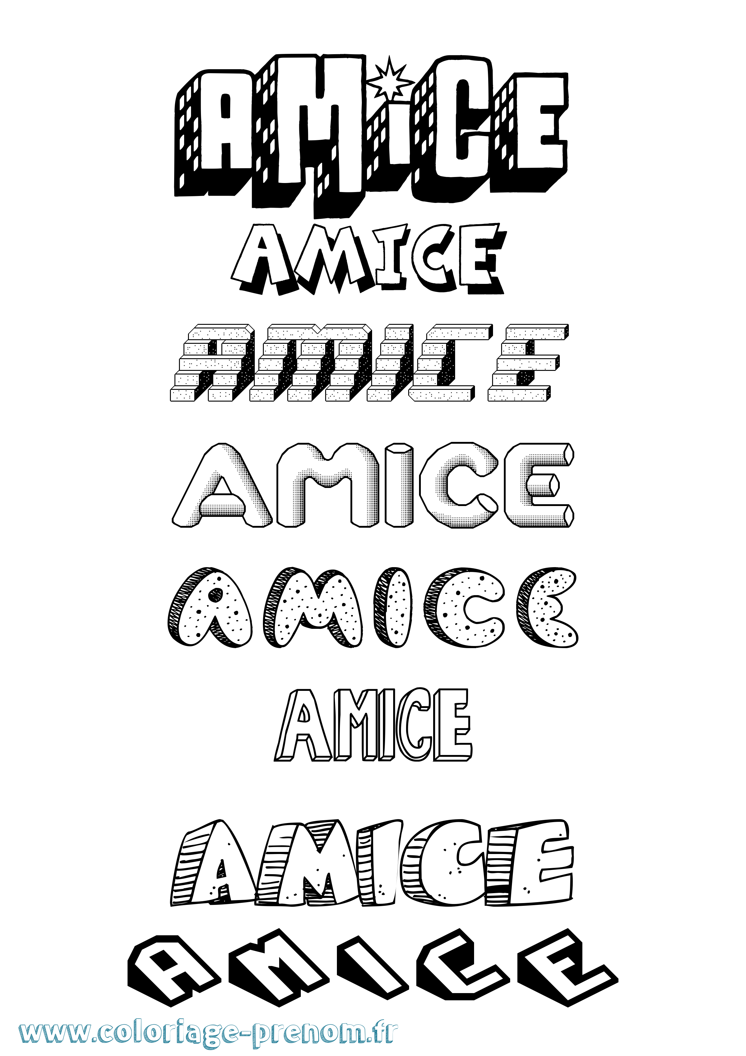 Coloriage Amice Effet 3D Coloriage prénom Amice Effet 3D