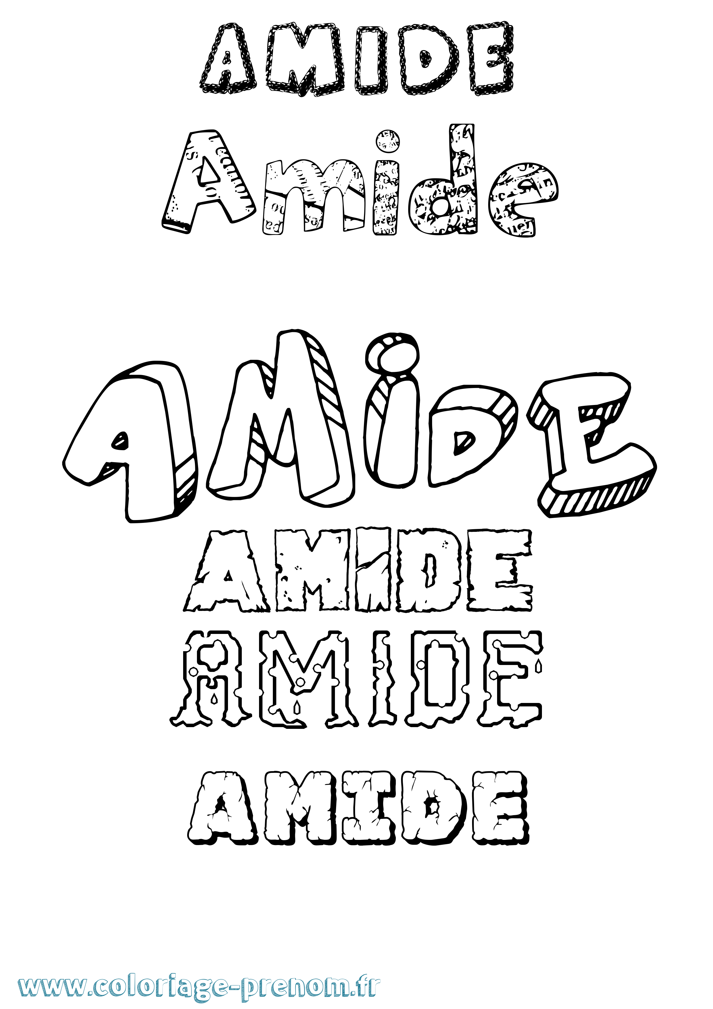 Coloriage Amide Destructuré Coloriage prénom Amide Destructuré