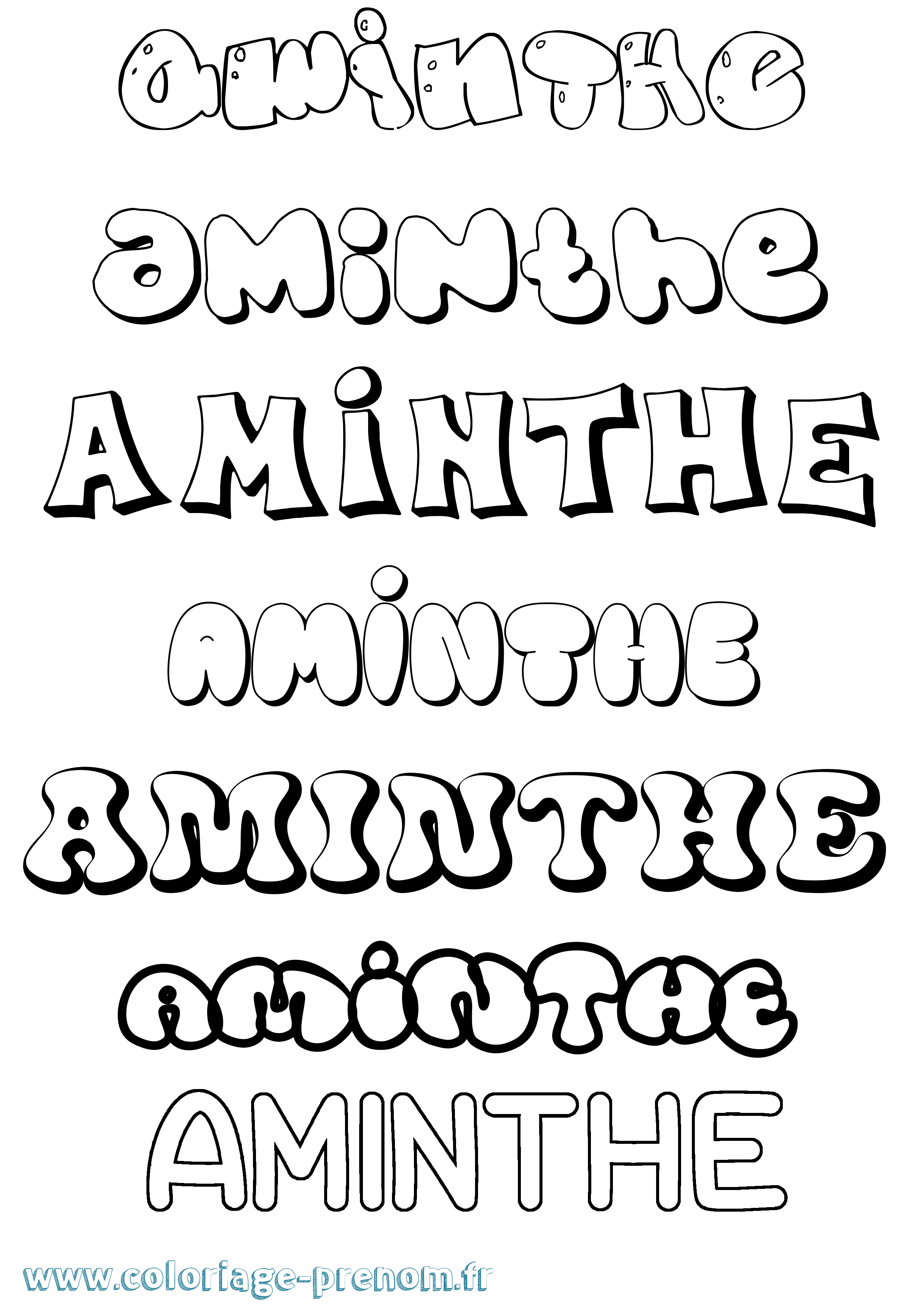 Coloriage Aminthe Bubble Coloriage prénom Aminthe Bubble