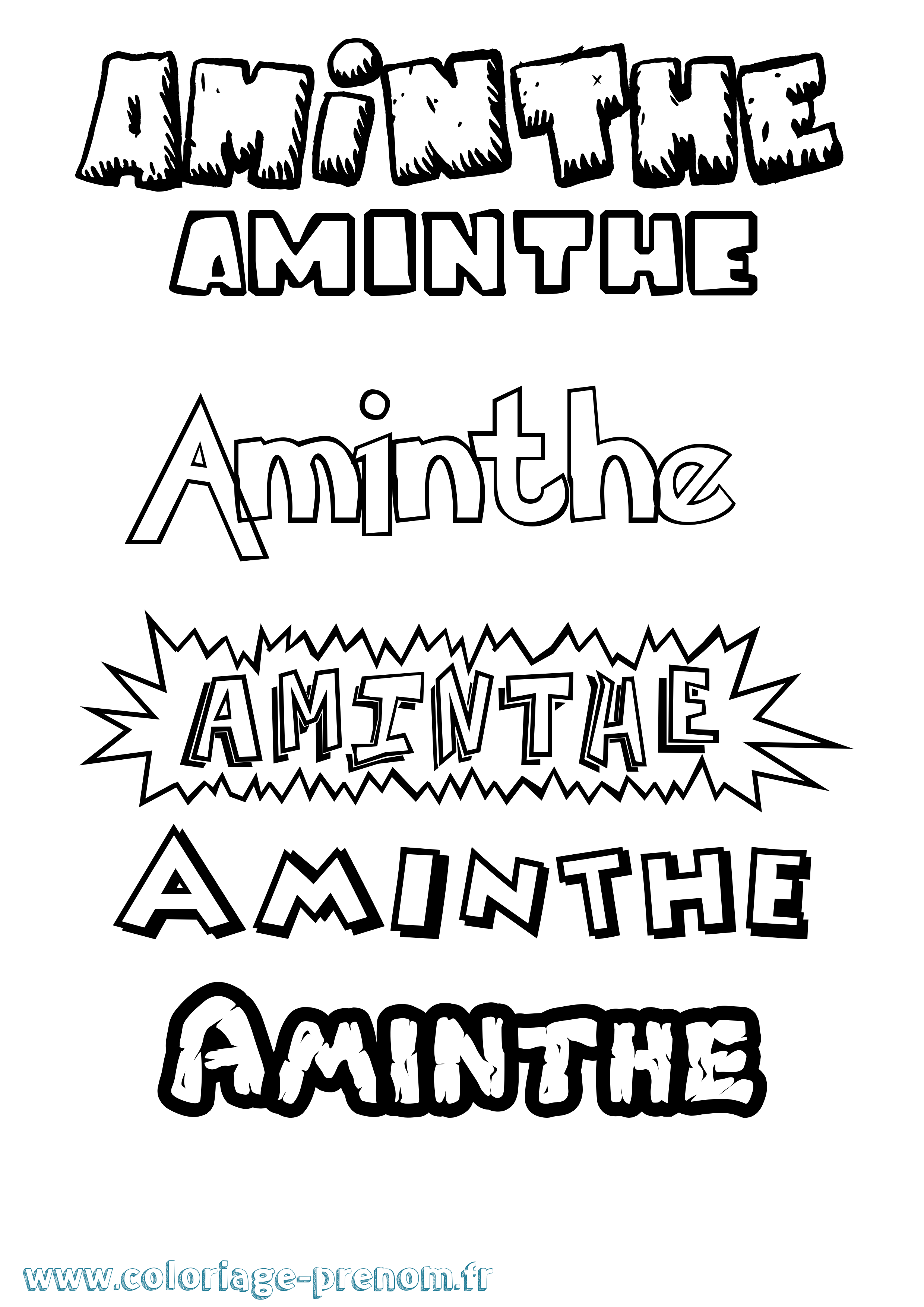 Coloriage Aminthe Dessin Animé Coloriage prénom Aminthe Dessin Animé