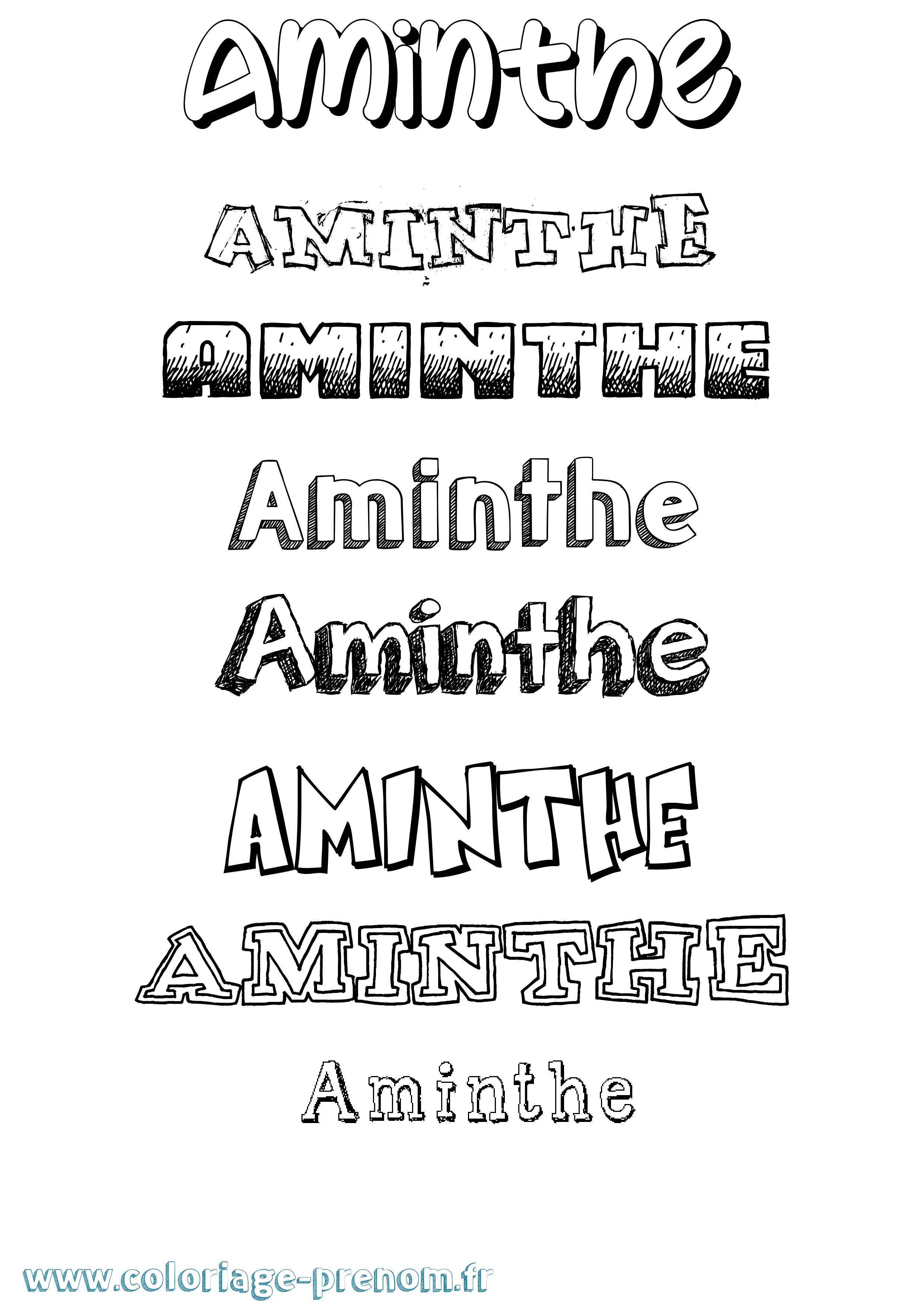 Coloriage Aminthe Dessiné Coloriage prénom Aminthe Dessiné