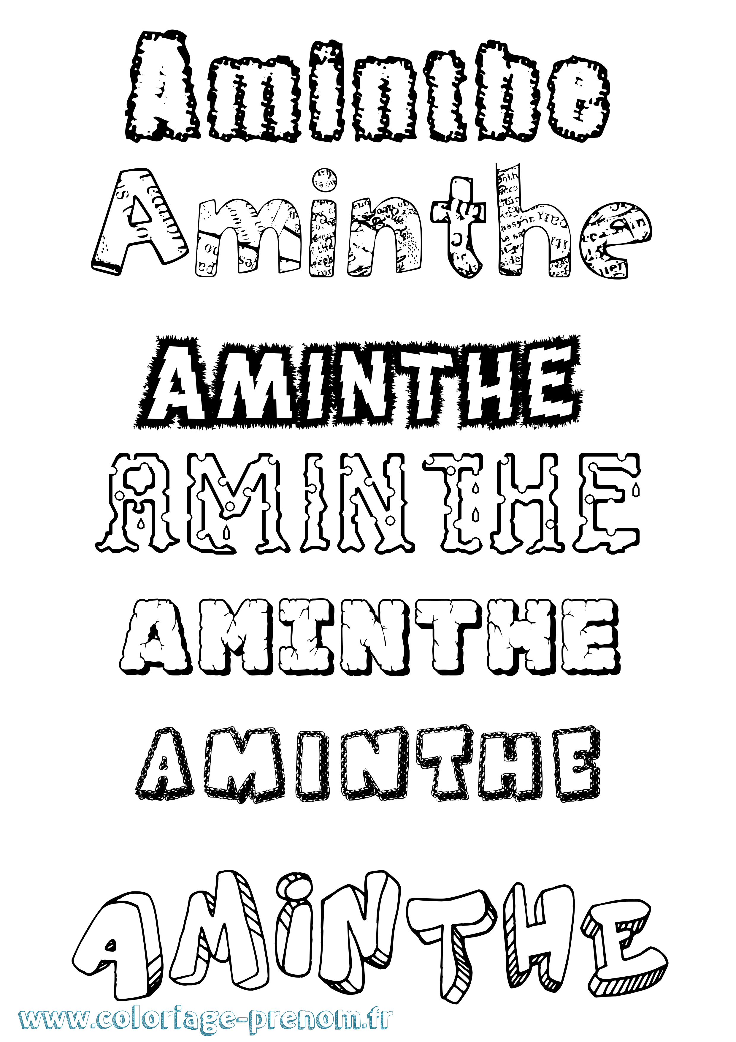 Coloriage Aminthe Destructuré Coloriage prénom Aminthe Destructuré
