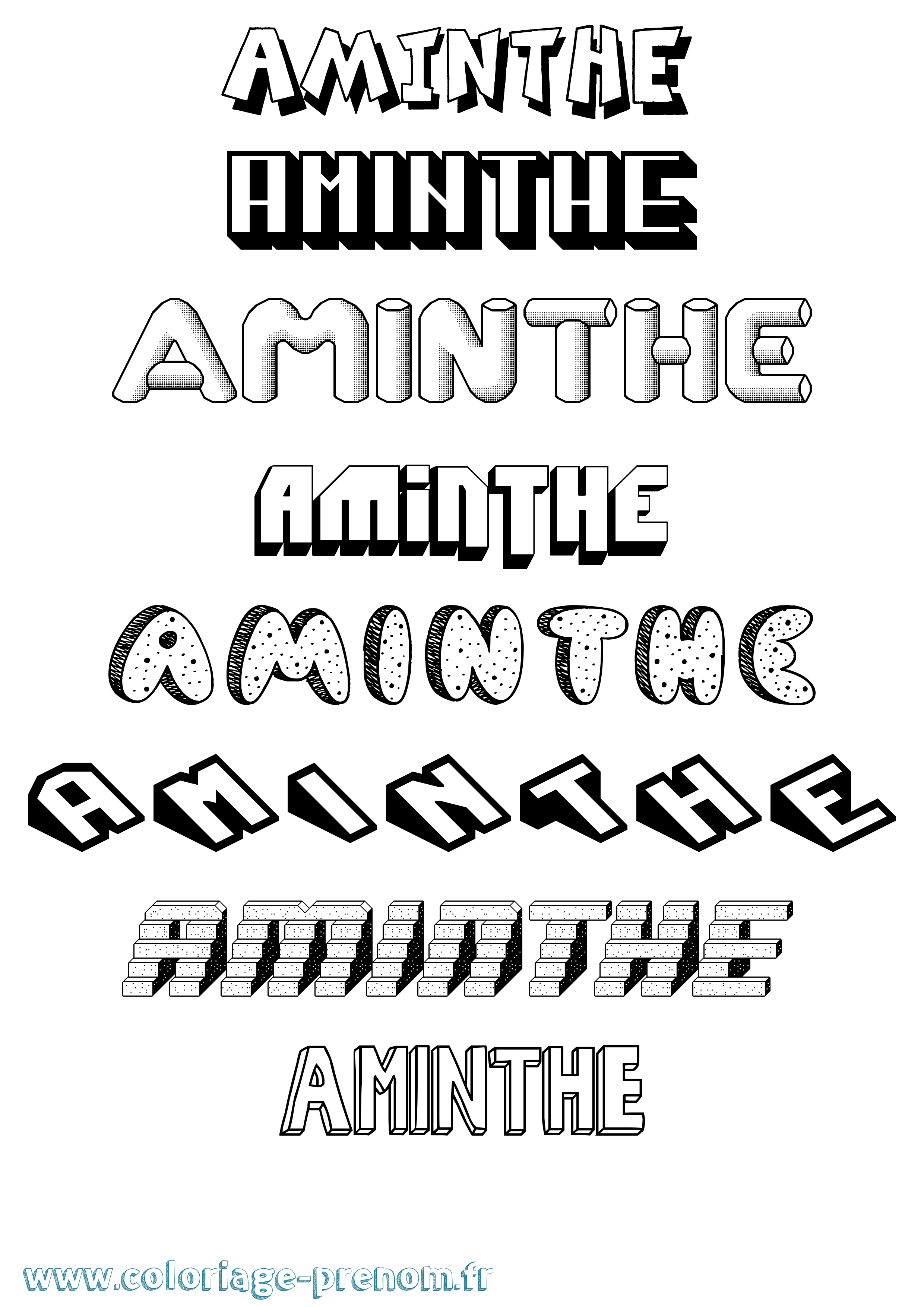 Coloriage Aminthe Effet 3D Coloriage prénom Aminthe Effet 3D