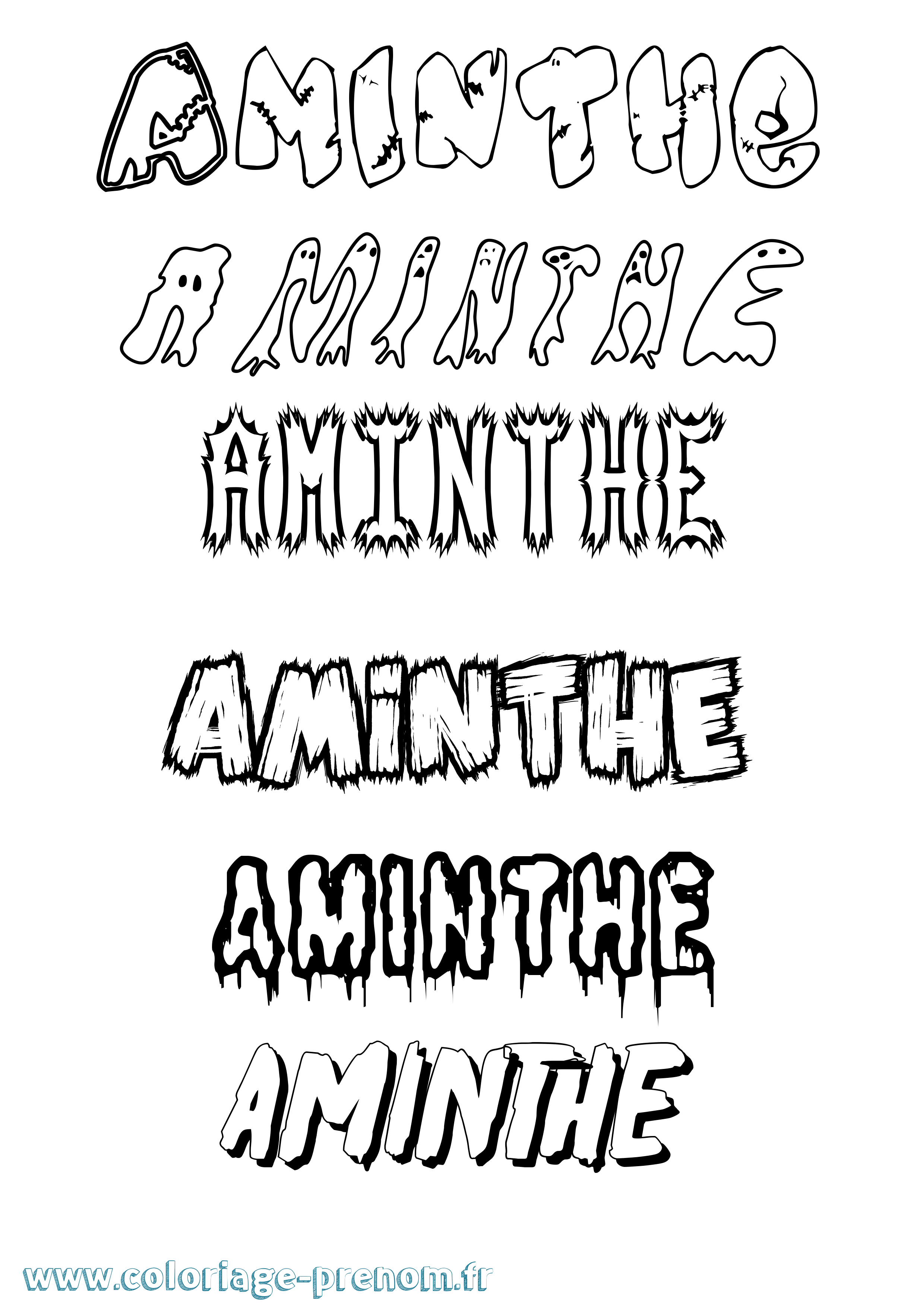 Coloriage Aminthe Frisson Coloriage prénom Aminthe Frisson
