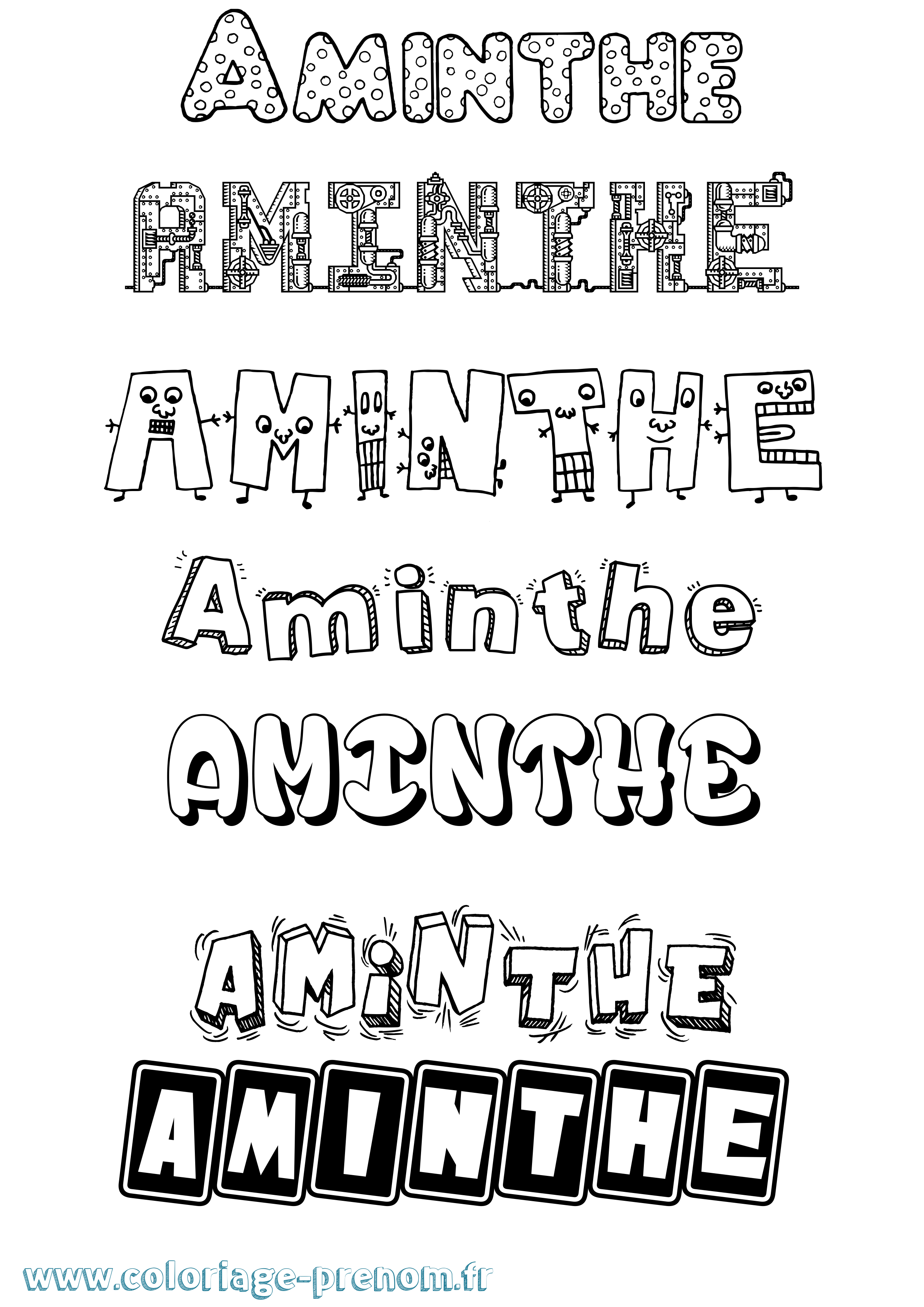 Coloriage Aminthe Fun Coloriage prénom Aminthe Fun