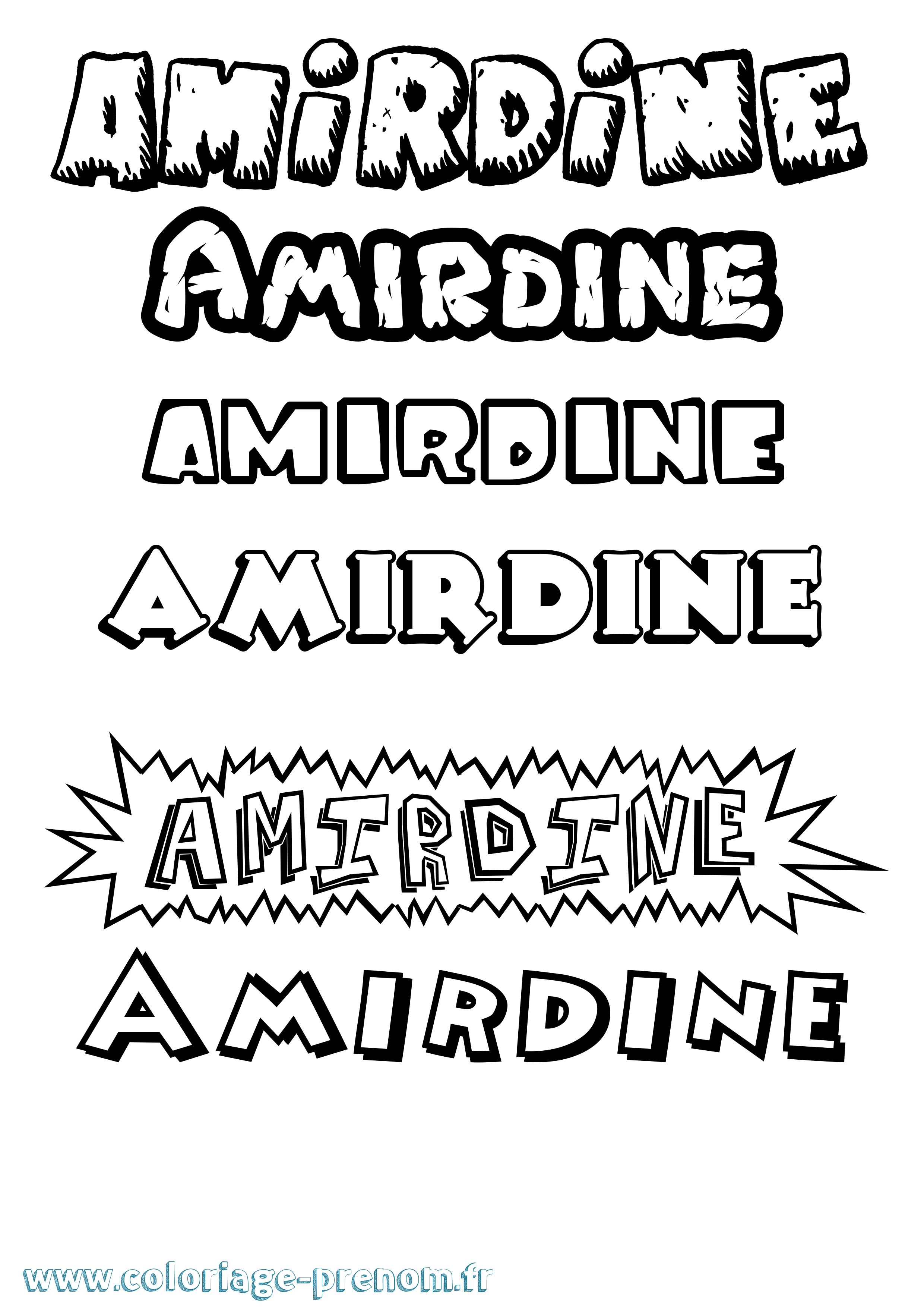 Coloriage Amirdine Dessin Animé Coloriage prénom Amirdine Dessin Animé