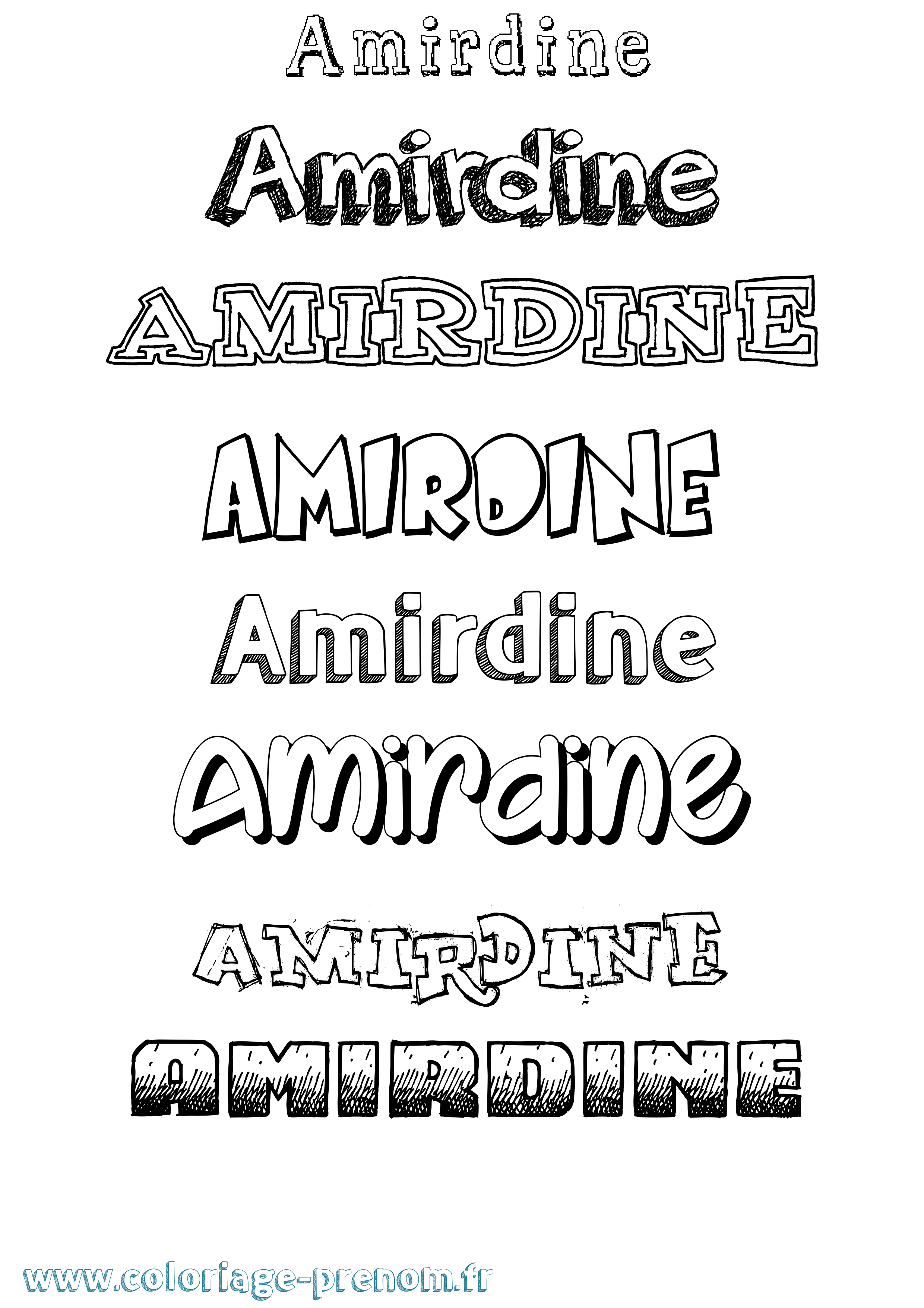 Coloriage Amirdine Dessiné Coloriage prénom Amirdine Dessiné
