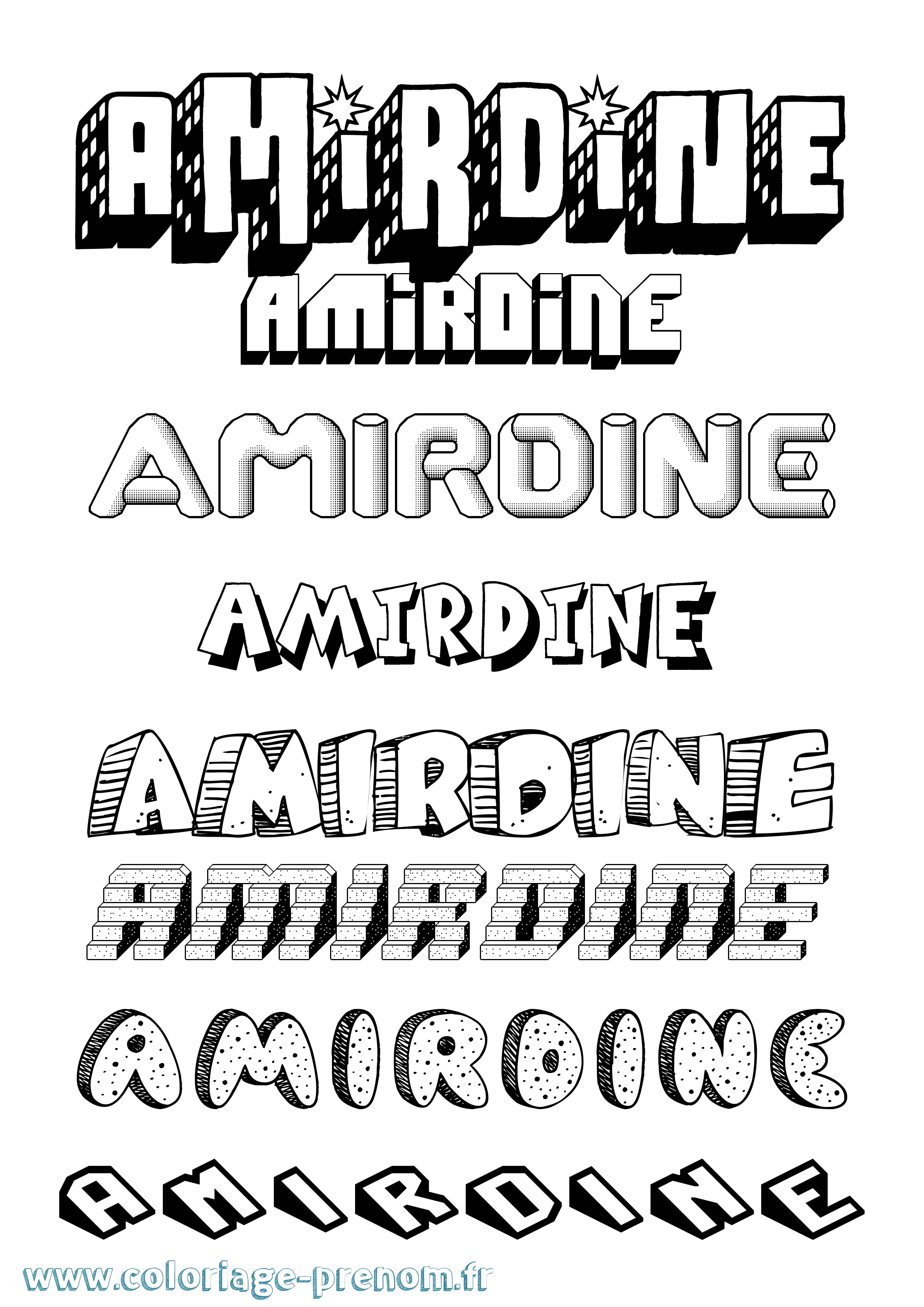 Coloriage Amirdine Effet 3D Coloriage prénom Amirdine Effet 3D