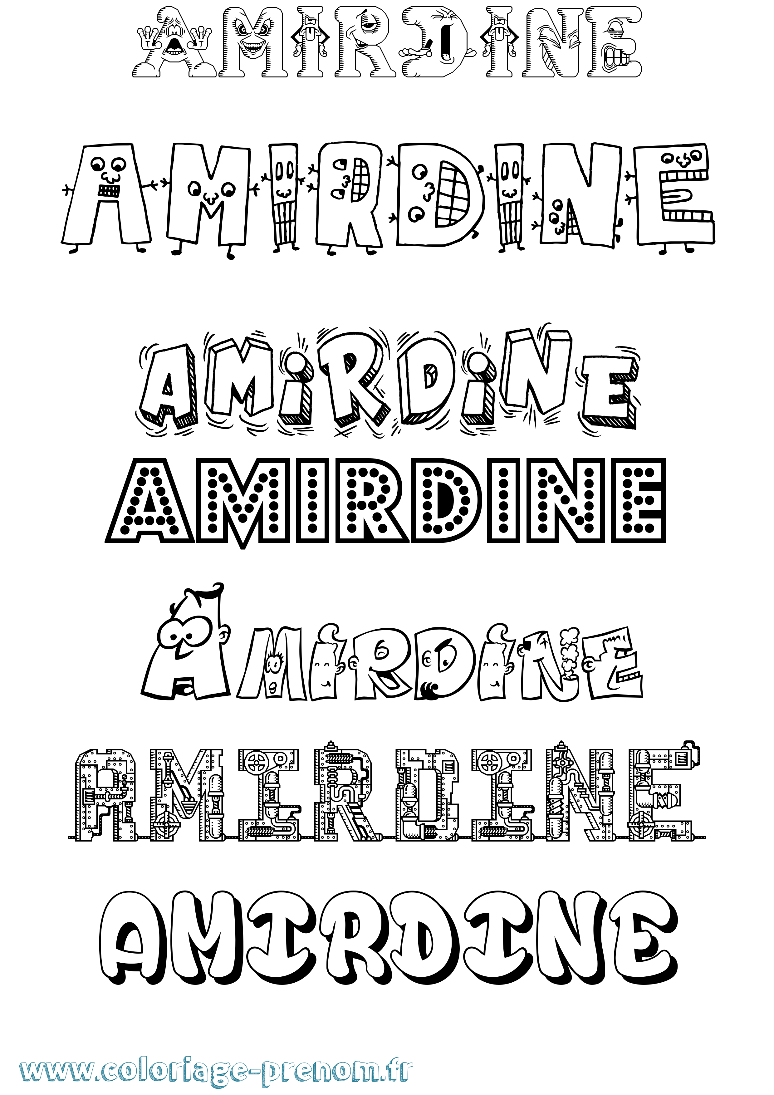 Coloriage Amirdine Fun Coloriage prénom Amirdine Fun