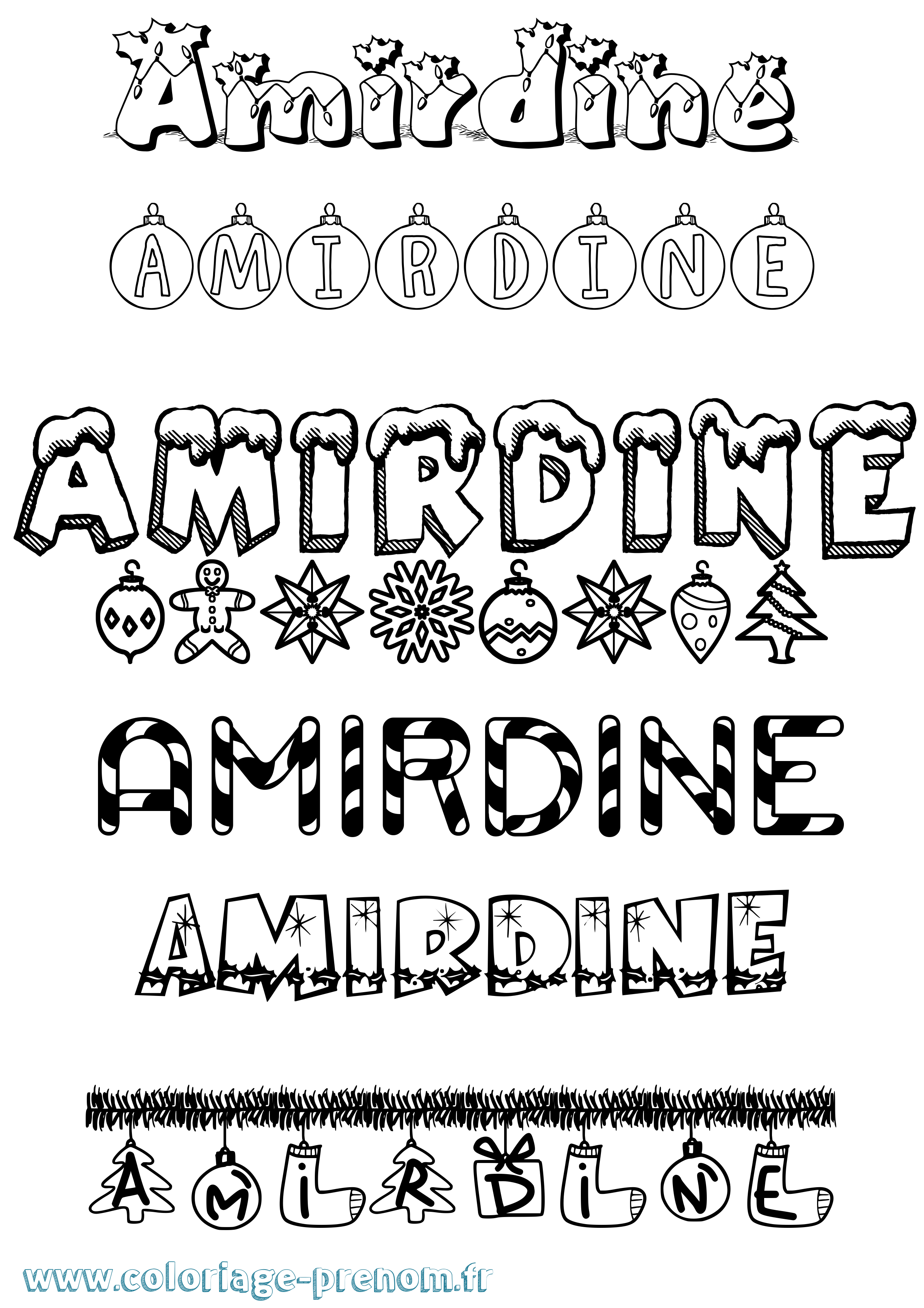 Coloriage Amirdine Noël Coloriage prénom Amirdine Noël