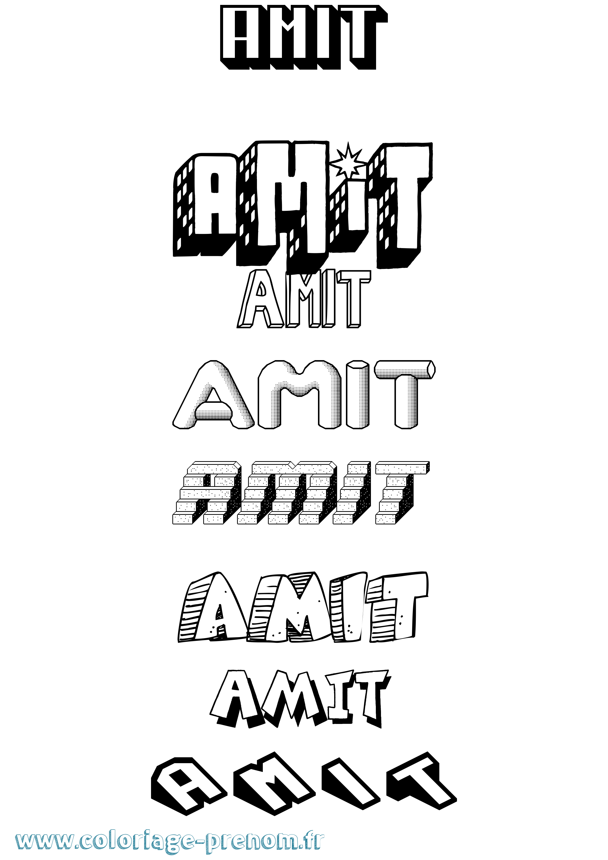Coloriage Amit Effet 3D Coloriage prénom Amit Effet 3D