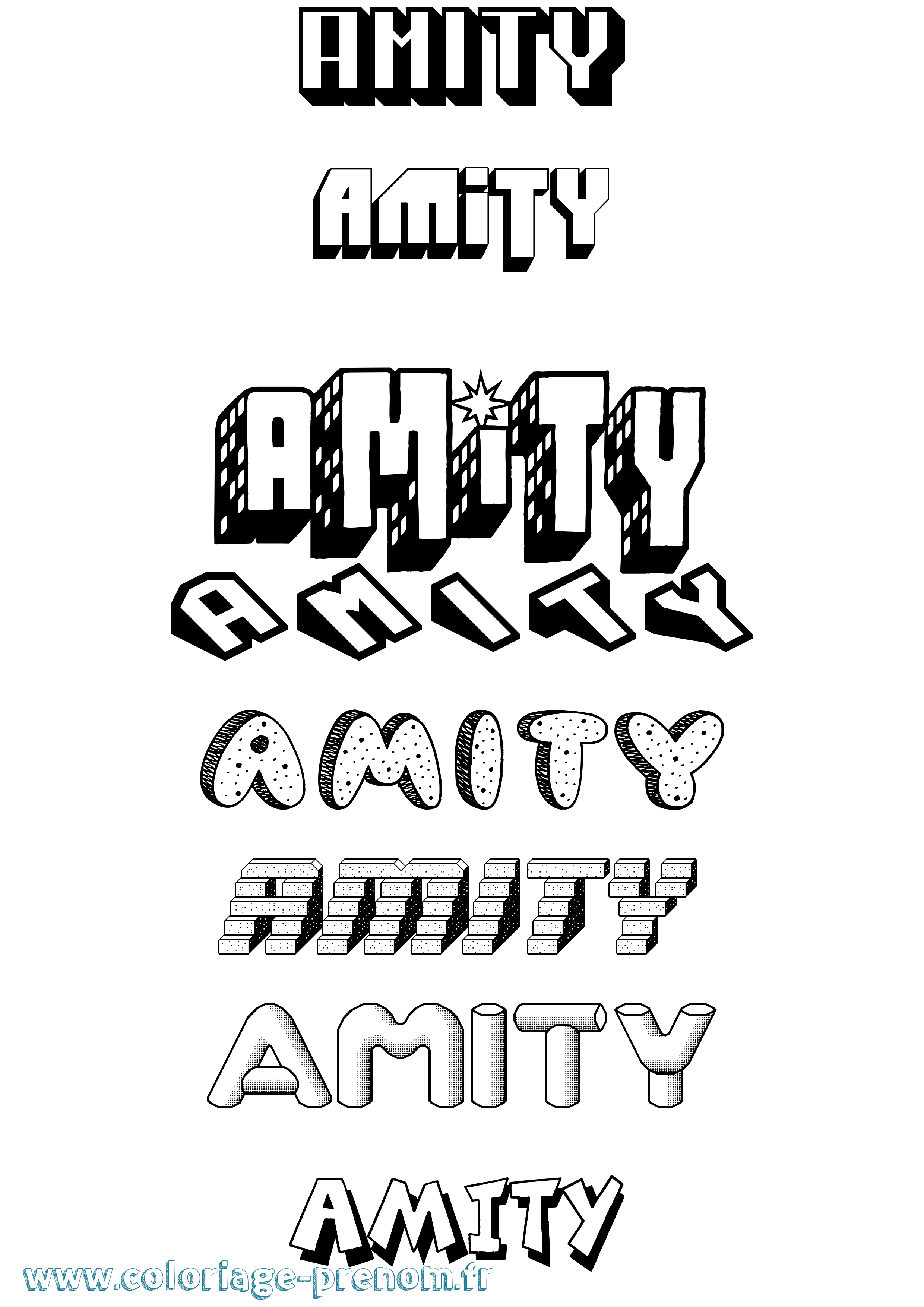 Coloriage Amity Effet 3D Coloriage prénom Amity Effet 3D