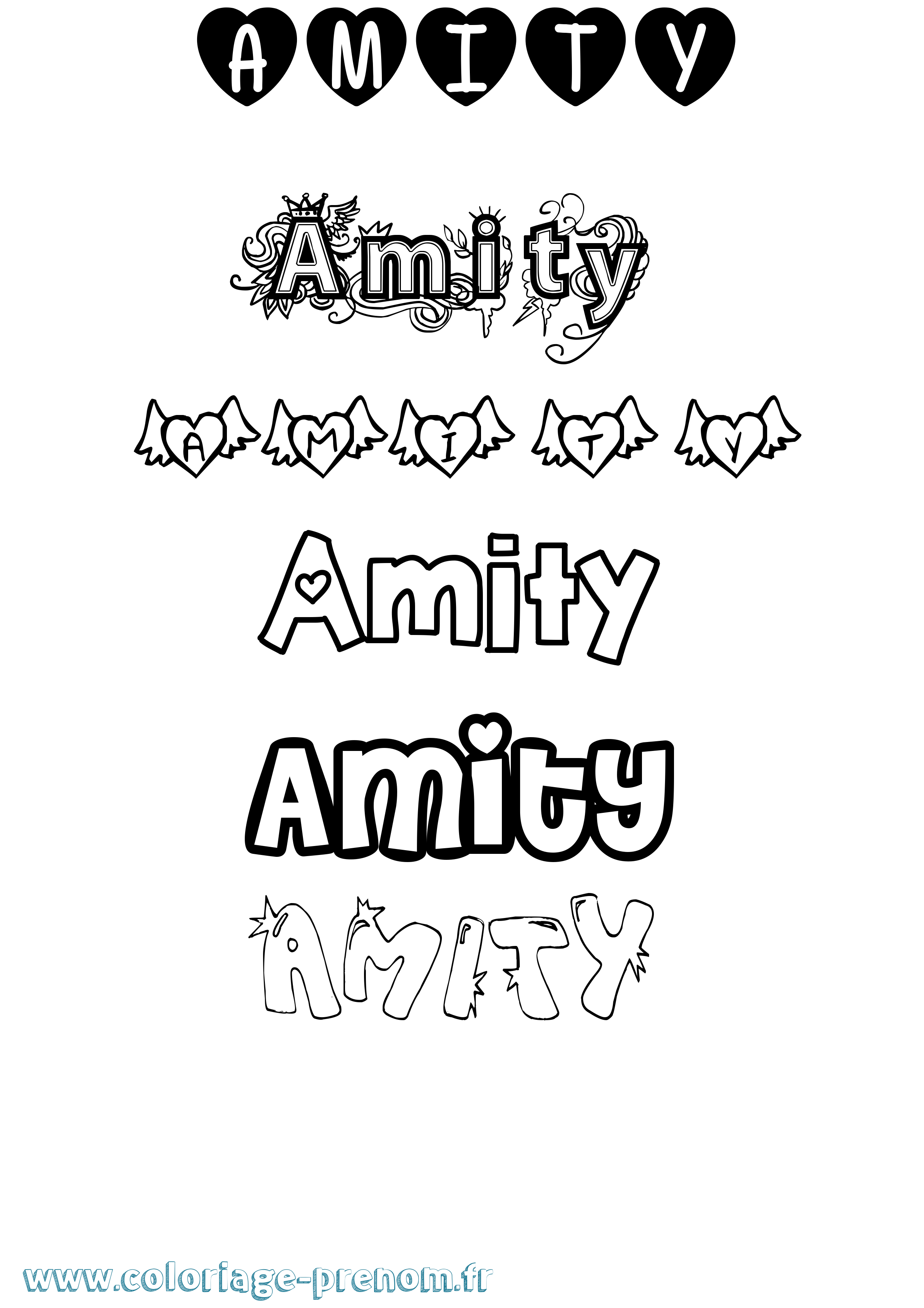 Coloriage Amity Girly Coloriage prénom Amity Girly