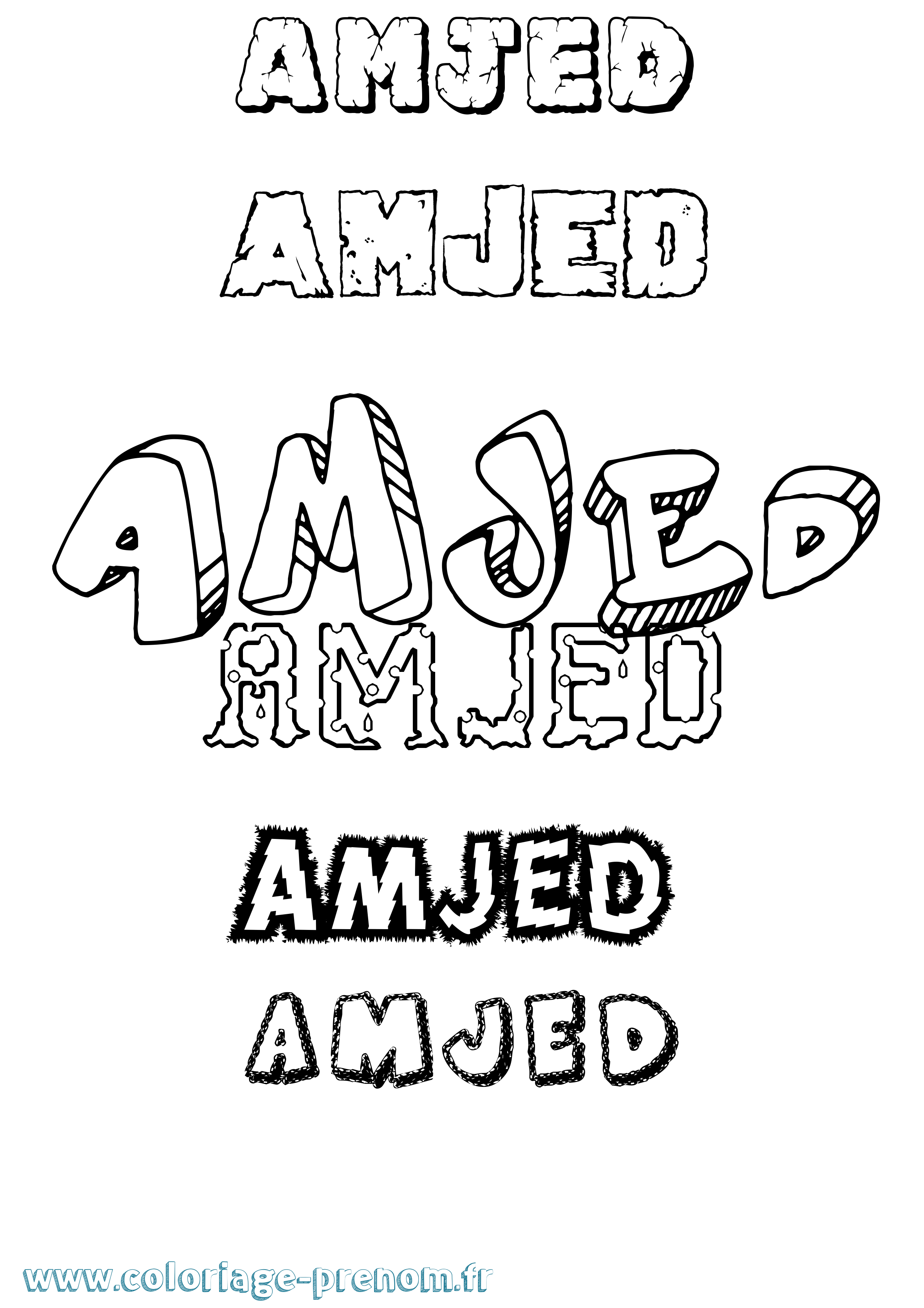 Coloriage Amjed Destructuré Coloriage prénom Amjed Destructuré