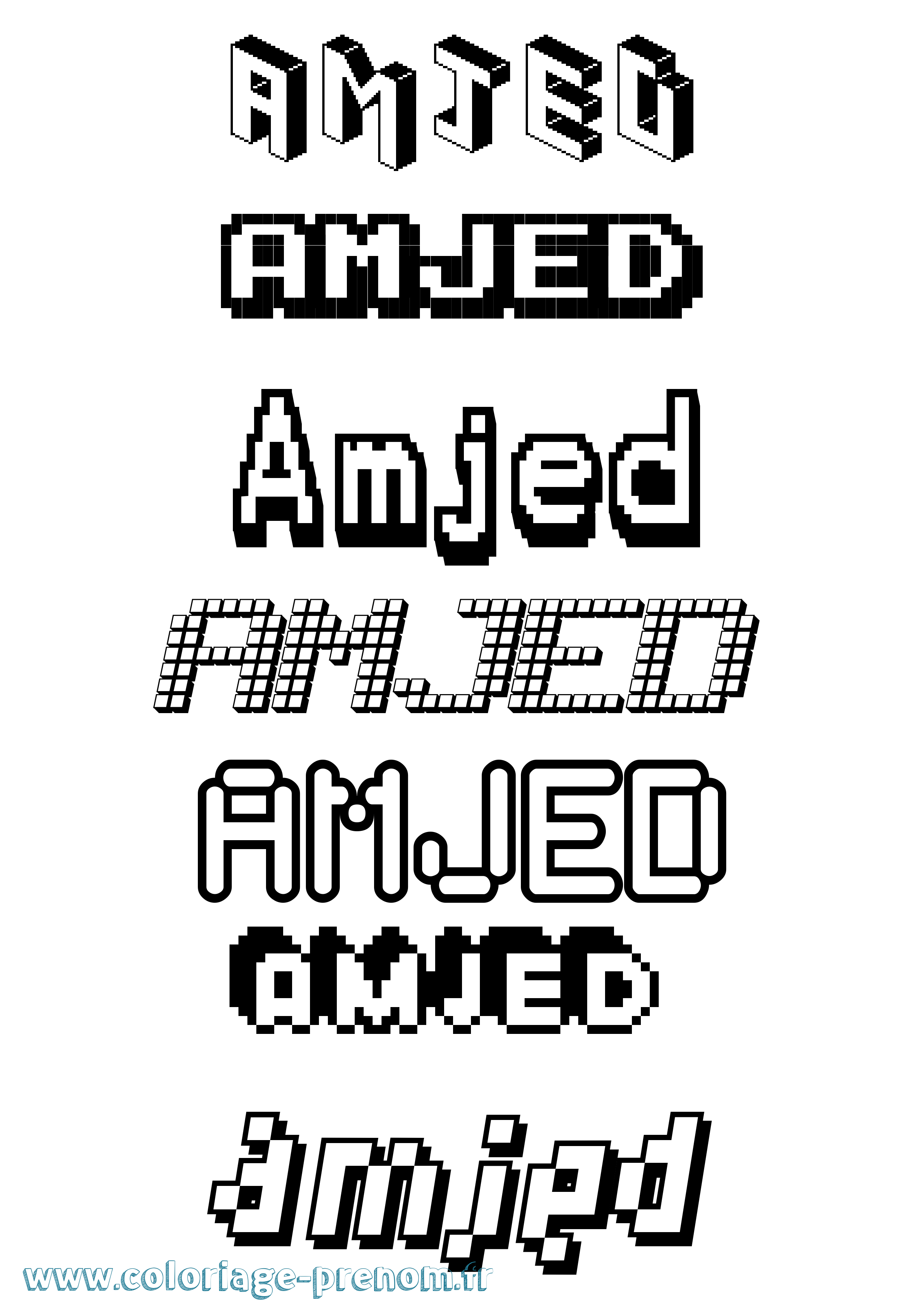 Coloriage Amjed Pixel Coloriage prénom Amjed Pixel