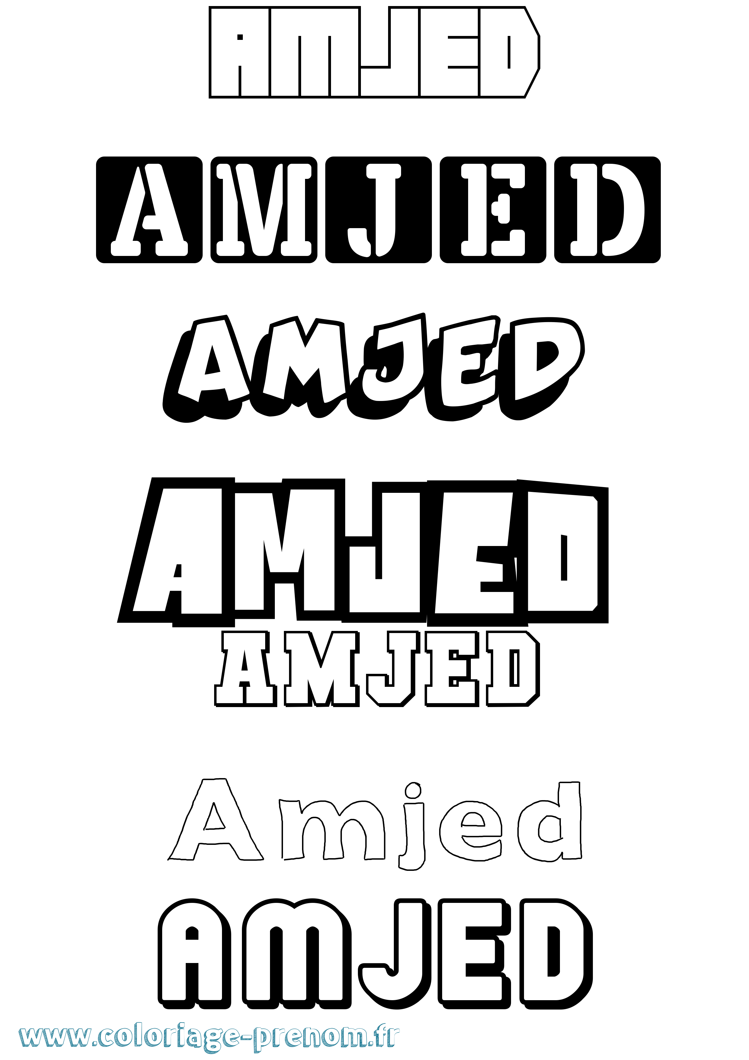 Coloriage Amjed Simple Coloriage prénom Amjed Simple