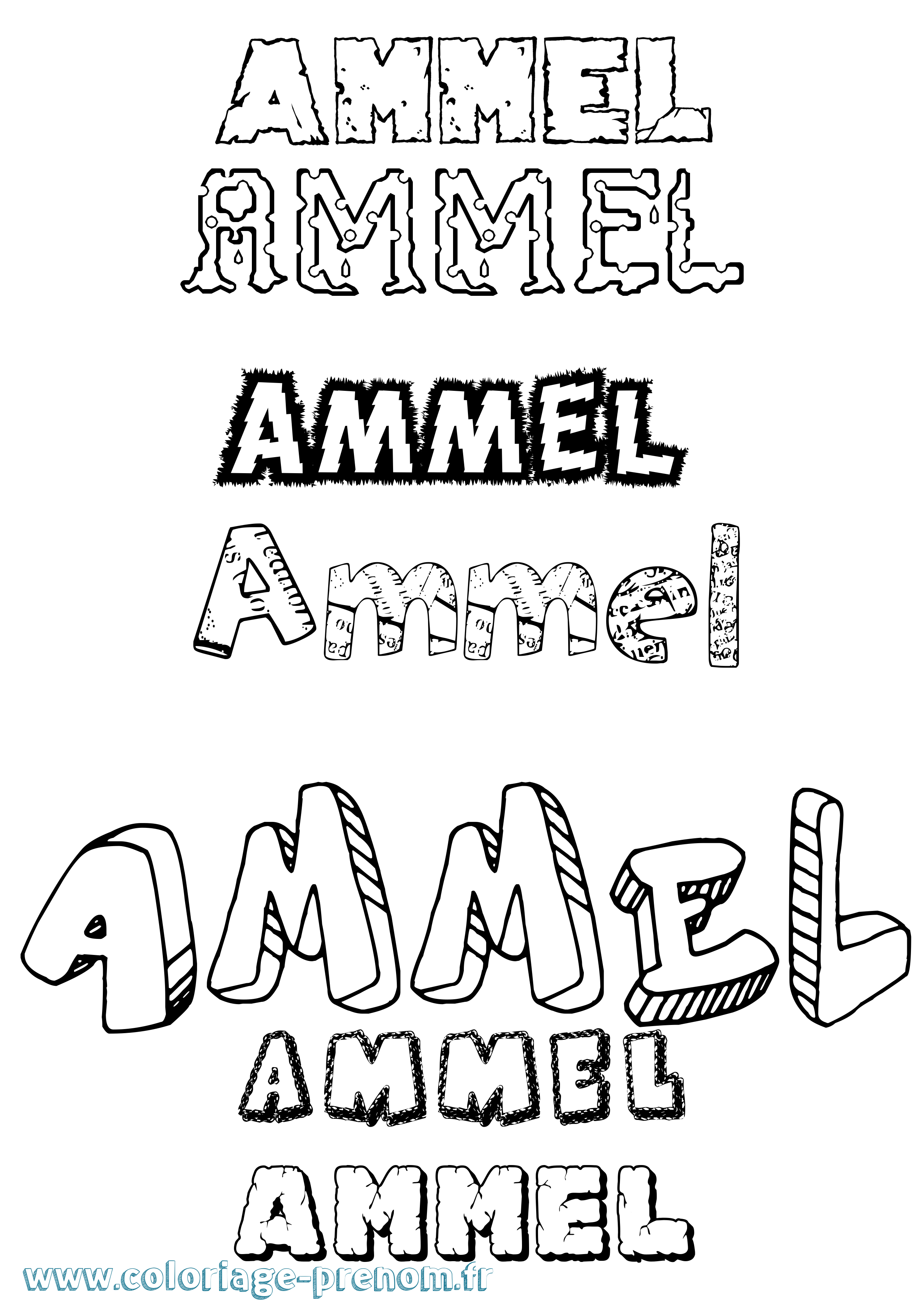 Coloriage Ammel Destructuré Coloriage prénom Ammel Destructuré