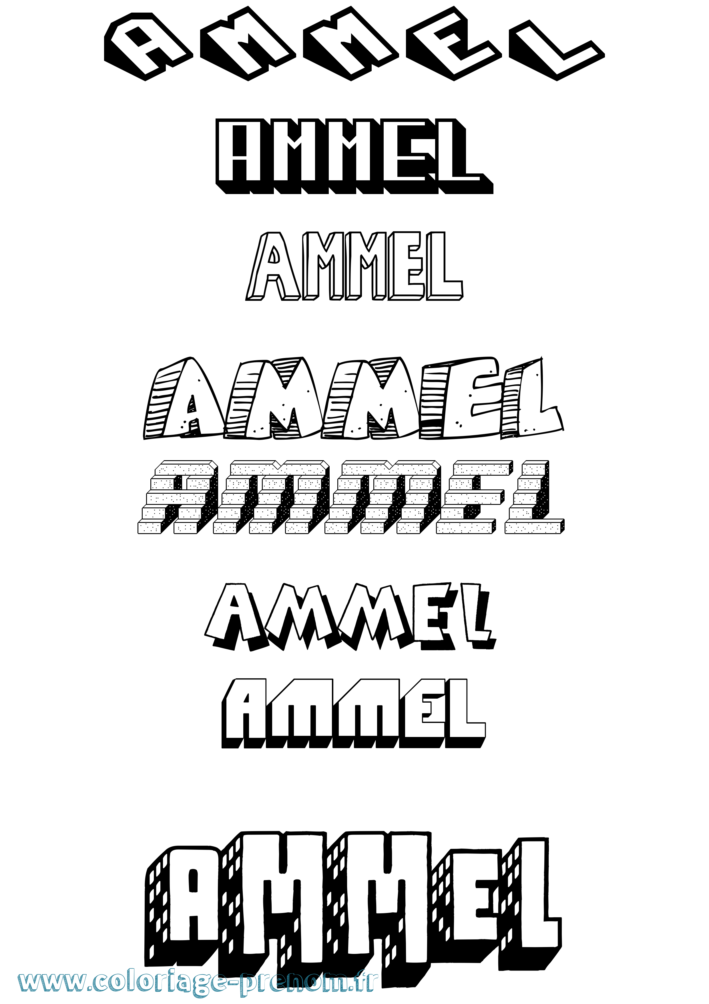 Coloriage Ammel Effet 3D Coloriage prénom Ammel Effet 3D