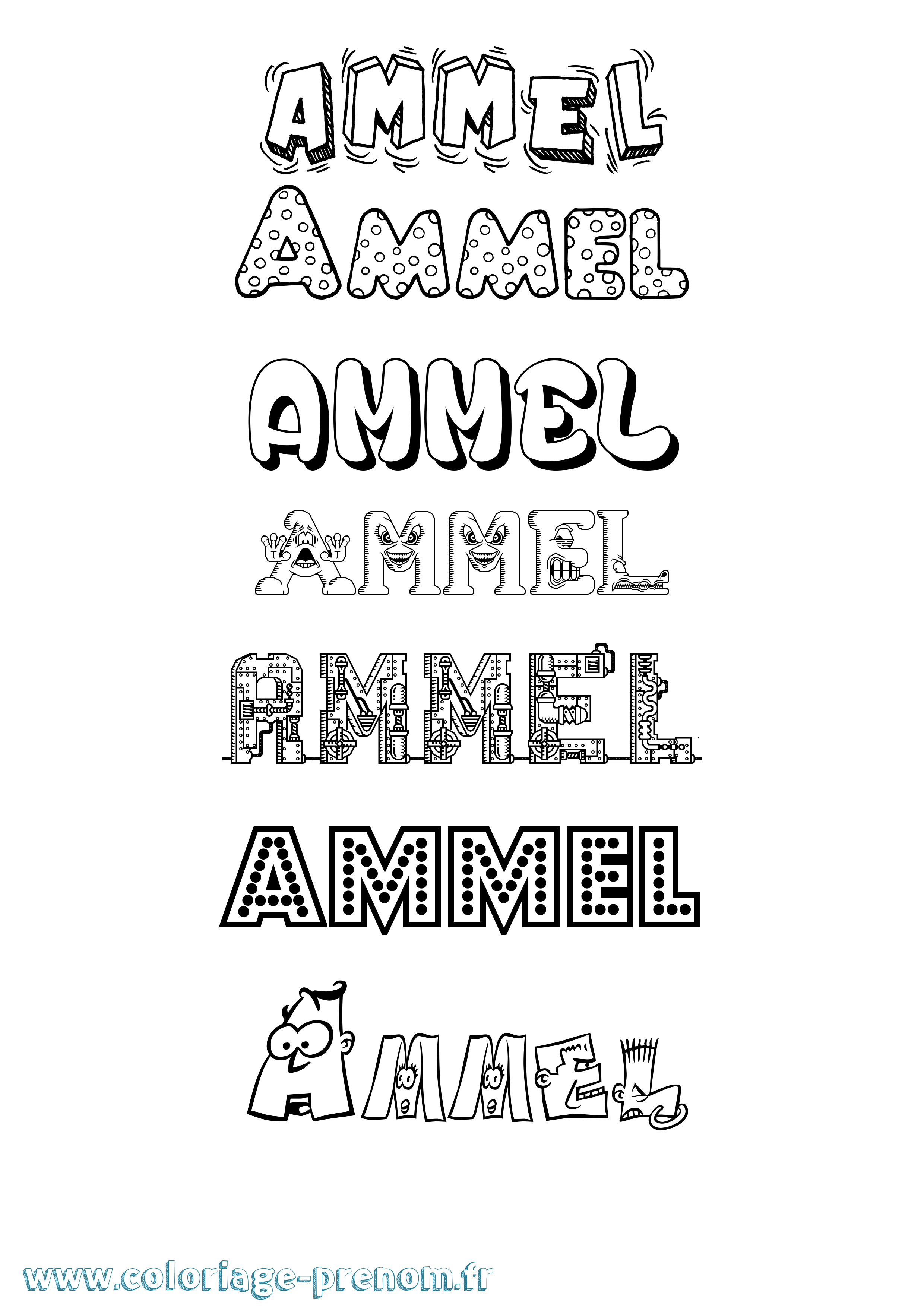 Coloriage Ammel Fun Coloriage prénom Ammel Fun