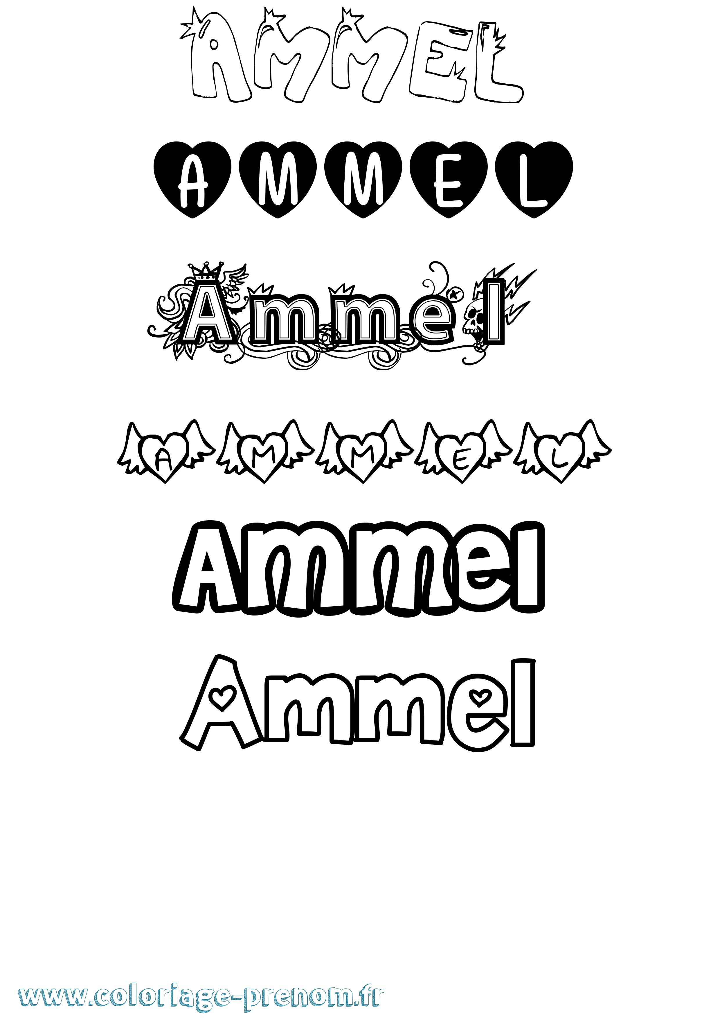 Coloriage Ammel Girly Coloriage prénom Ammel Girly