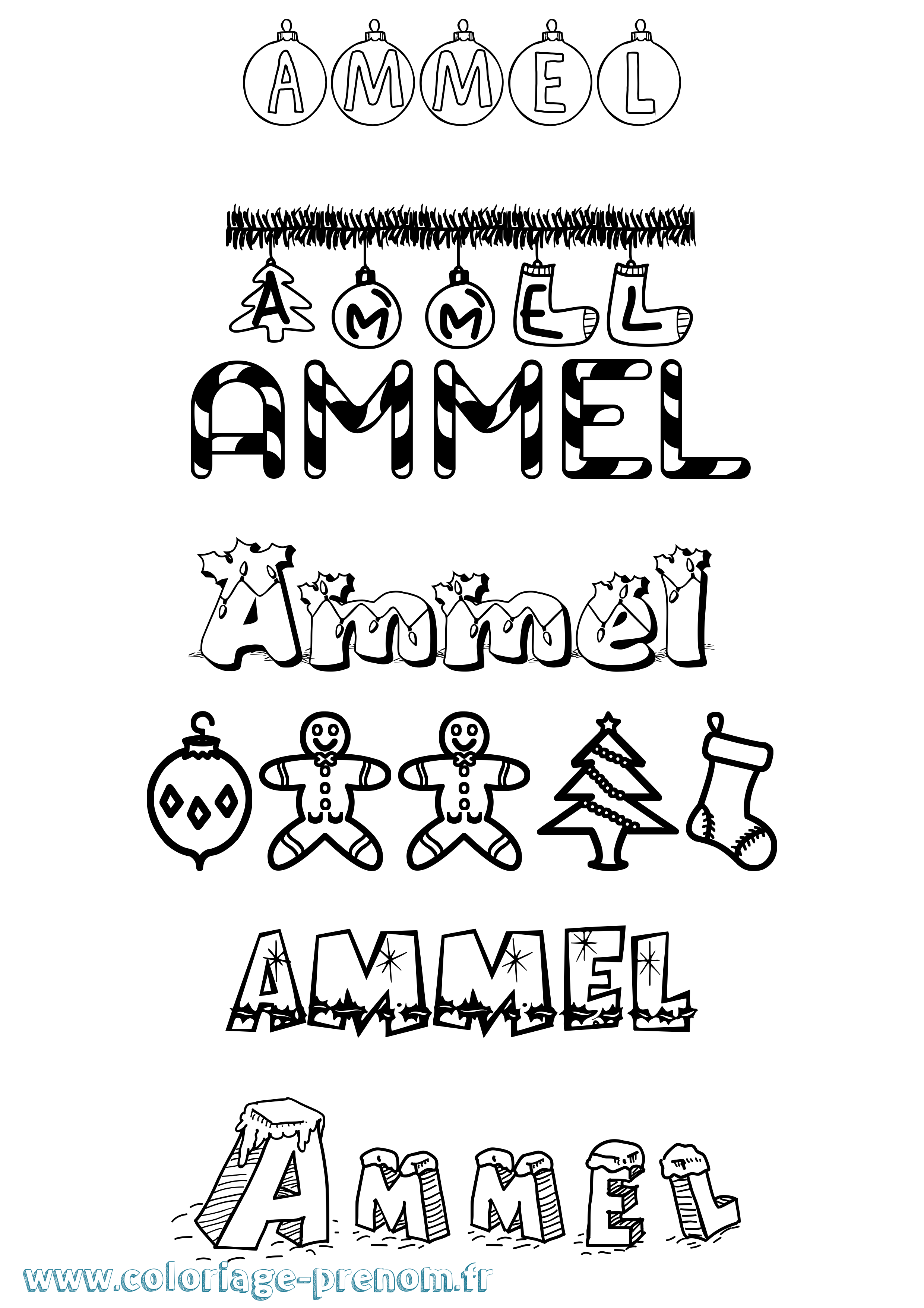Coloriage Ammel Noël Coloriage prénom Ammel Noël