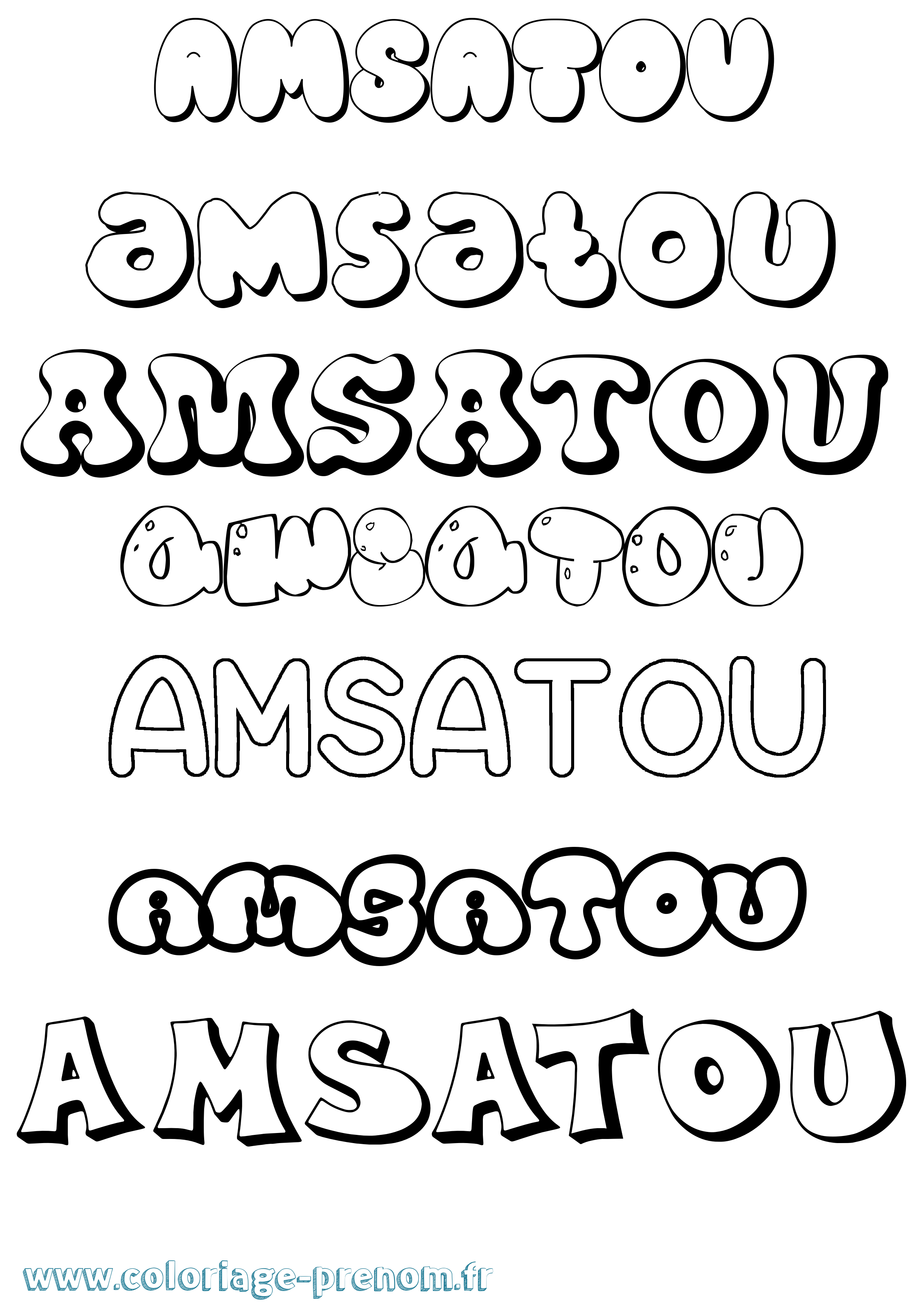 Coloriage Amsatou Bubble Coloriage prénom Amsatou Bubble